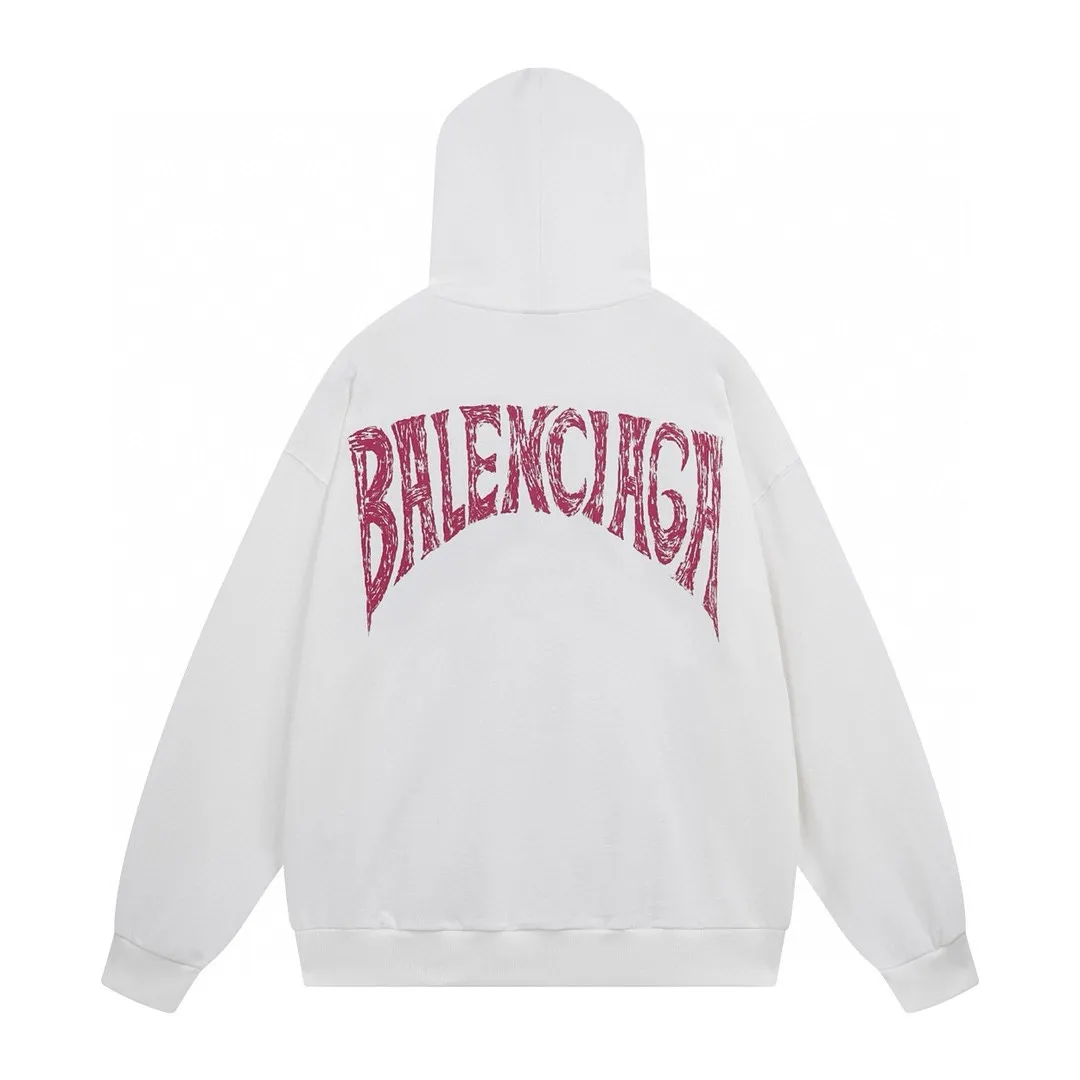 🅿️300 Actual pictures [Top version. Official website quality] BALENCI*GA/Paris. 24SS new sweatshirt, hooded sweatshirt with big letters LOGO graffiti on the back. Brick cabinet synchronization. The fabric is made of Paris ZP custom-woven and dyed cotton sweatshirt. The weight is 450 grams. The cloth surface is clean. The cloth pattern is clear, soft and comfortable. The threads are dyed with no color difference. The classic pattern printing uses imported machine direct printing. The effect is three-dimensional and restores the brick cabinet. Different market currencies, welcome to compare. The version adopts OS loose shoulder design. Same style for men and women. Code: BL238076 Color: gray blue, white Size: XS S M L