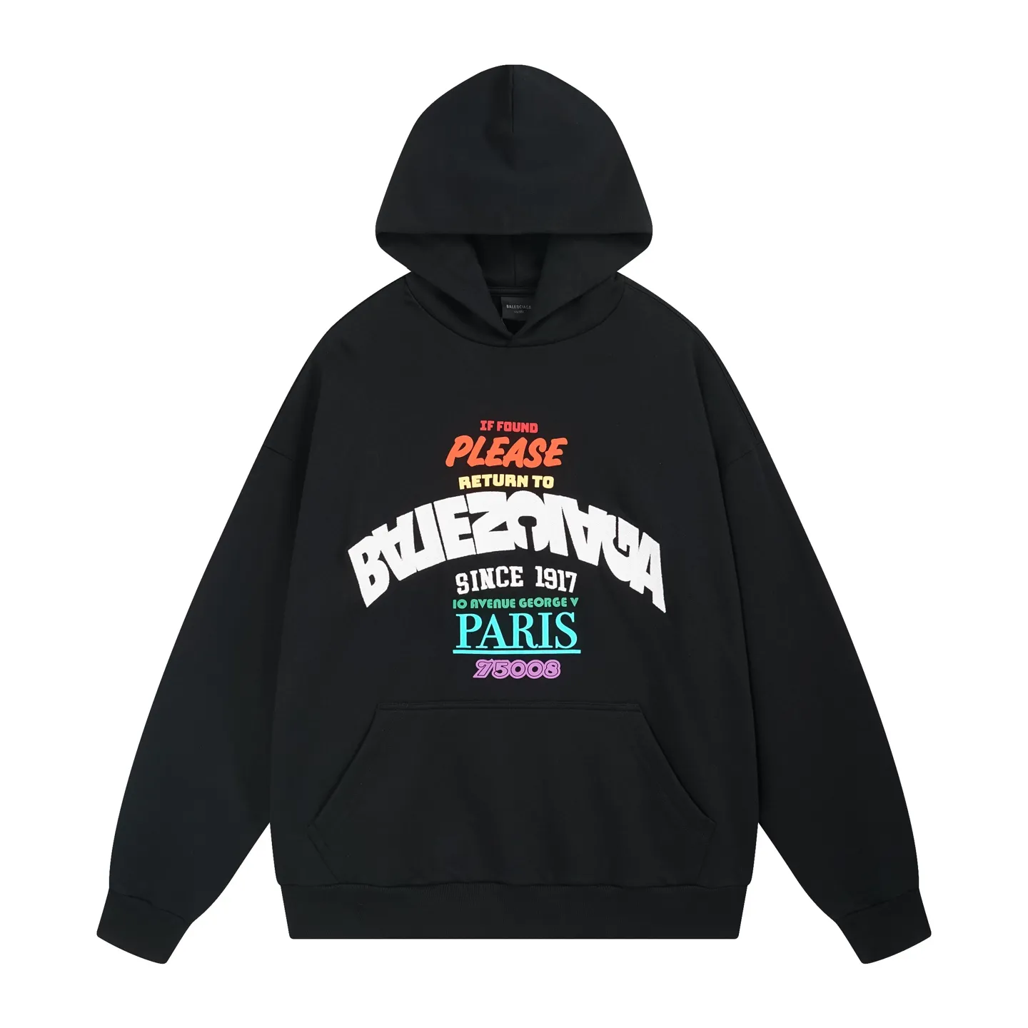 🅿️350 BALENCI*GA Paris inverted LOGO style hooded sweatshirt. The front embroidery uses imported Tajima embroidery machines and environmentally friendly glue color printing technology. Customized matching hardware. The letters are clear. The effect is three-dimensional. Exclusively matched to the pattern, woven and dyed 460g fabric. Threads are dyed in the same vat with zero color difference. Brick cabinet synchronization. Welcome to compare. Same style for men and women -Color: black -SIZE: Xs S M L Style number 8988#
