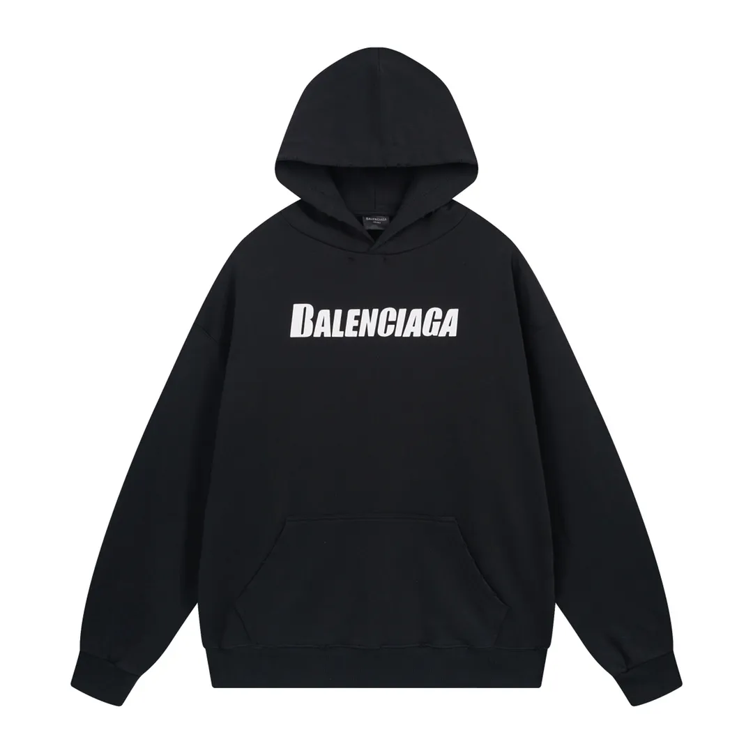 🅿️300 Detailed picture [Top version. Official website quality] BALENCI*GA/Paris. 2023 new style. Classic letter LOGO printed distressed hooded sweatshirt. Brick cabinet synchronization. The fabric is made of Paris ZP custom-woven and dyed cotton double yarn terry sweatshirt material. The weight is 450 grams, the cloth surface is clean. The cloth pattern is clear, soft and comfortable. The threads are dyed with no color difference. The classic pattern is printed with environmentally friendly imported materials and precision printing screens, with clear letters and three-dimensional effect. Restored brick cabinet. The garments are hand-worn and distressed by many people. They are very different from the market currency. You are welcome to compare. The version adopts the OS loose shoulder version. The same style for men and women. Coding: BL238008 Color: black, coffee, white, fruit green Size: XS S M L