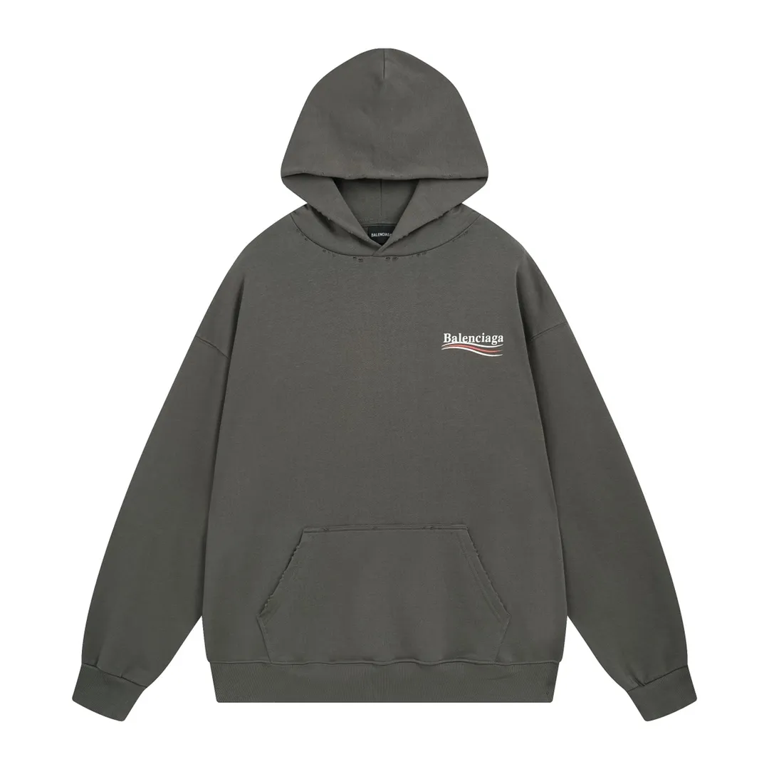 🅿️300 Detailed picture [Top version. Official website quality] BALENCI*GA/Paris# classic model, 2023 autumn and winter new style. Coke cracked printed worn distressed long-sleeved hooded sweatshirt. The fabric is made of Paris ZP custom-woven and dyed cotton double yarn David sweatshirt. The weight is 450 grams, the cloth surface is clean. The cloth pattern is clear, soft and comfortable. The threads are dyed with no color difference. The classic pattern printing uses environmentally friendly imported glue, split printing, precision stencil, clear letters, no burrs, and strong three-dimensional effect. The garments are worn and worn. All colors are synchronized with the brick cabinets, custom woven and dyed, and will not fade. Different market currencies. The version adopts OS loose shoulder design. Same style for men and women. Code: BL238029 Color: black, smoke gray, plain blue, off-white Size: XS S M L