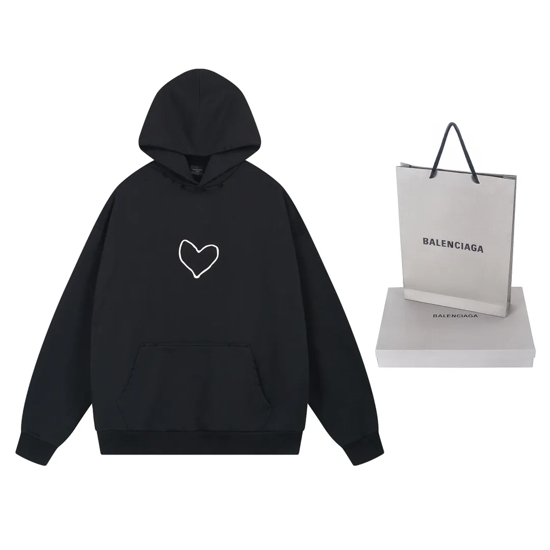 🅿️330 real photos [Top version. Official website quality] BALENCI*GA/Paris. SS24 Paris Chinese Valentine's Day limited edition love LOGO printing, finished product washed and worn hooded sweatshirt. Brick cabinet synchronization. Genuine product developed at the first time, happy to print and compare! The fabric is made of Paris ZP custom-woven and dyed cotton sweatshirt. Weighing 460 grams, the cloth surface is clean. The cloth pattern is clear, soft and comfortable. The threads are dyed with no color difference. The printing uses environmentally friendly imported materials. The letters are clear and the effect is three-dimensional. The version adopts OS loose shoulder design. Same style for men and women. Code: BL238907 Color: black, pink Size: XS S M L