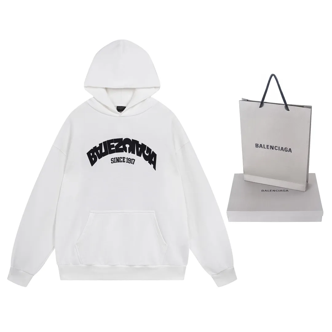🅿️300 Detailed picture [Top version. Official website quality] BALENCI*GA/Paris BALENCI*GA#2024 latest model, large reverse letter LOGO icon embroidered hooded sweatshirt. Brick cabinet synchronization. Genuine products are developed and developed in the first time. Welcome to compare! The fabric is made of Paris ZP custom-woven and dyed cotton double-yarn large parka. The weight is 450 grams. The cloth surface is clean. The cloth pattern is clear. It is soft and comfortable. It has good color fastness and is not easy to change color. The threads are woven and dyed with no color difference. The embroidery is done using an imported Tajima embroidery machine, with a three-dimensional effect and clear lines. There are no burrs and miscellaneous threads, and the embroidery is of ultra-high craftsmanship. The version adopts OS loose shoulder design. Same style for men and women. Code: BL238023 Color: Black. White Size: XS to L