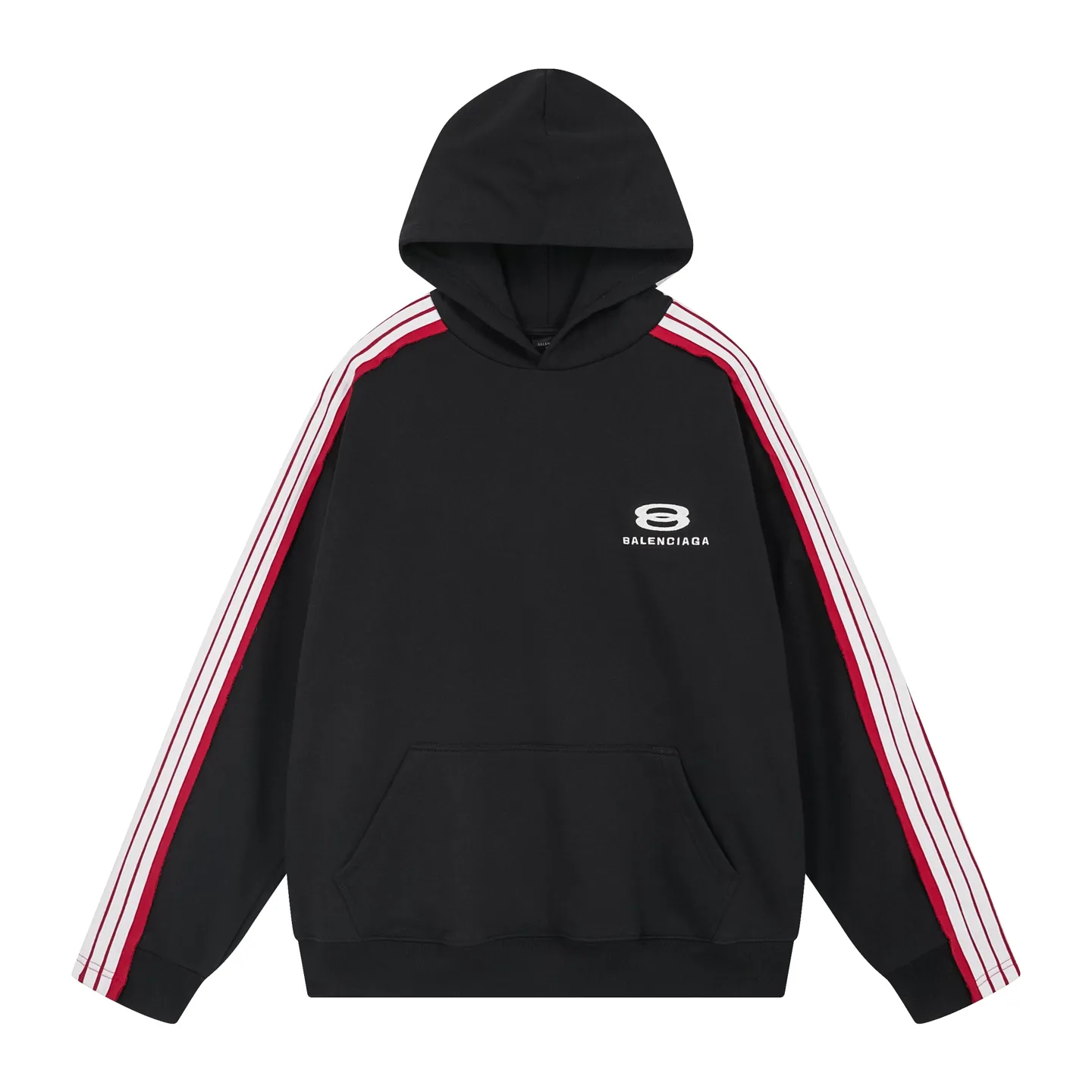 🅿️370 Detailed picture [Top version. Official website quality] BALENCI*GA/Paris SS25 latest model, shoulder sleeves color matching, tie strips, classic double-ring LOGO hooded sweatshirt embroidered on the front left chest, synchronized with brick cabinets, developed at the first time. The fabric is made of Paris ZP custom-woven and dyed cotton sweatshirt. Weighing 460 grams, the cloth surface is clean. The cloth pattern is clear, soft and comfortable. The threads are dyed with no color difference. The classic pattern embroidery is embroidered using an imported Tajima embroidery machine. The letters are clear, three-dimensional and without burrs. Shoulder sleeves with color tie strips, fashionable and classic. Jubie market produces pictures based on pictures. Welcome to compare. The version adopts OS loose shoulder design. Same style for men and women. Code: BL259903 Color: black, white Size: XS S M L