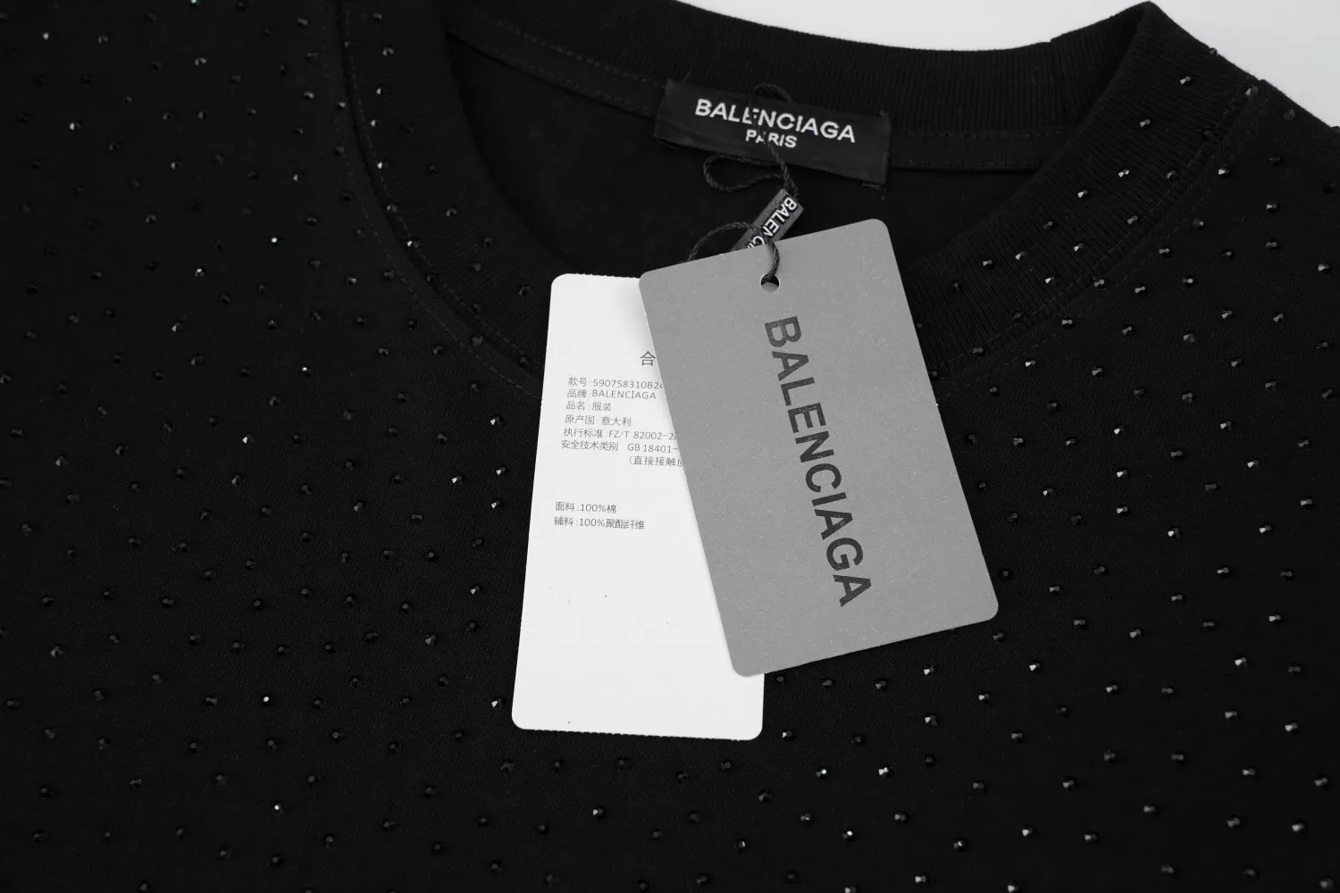 🅿️200 Style: 2026 new Balenciaga starry diamond T-shirt Material: High version of active colored diamonds 300g double yarn combed cotton Size: S～XL Color: Black Style number: H999