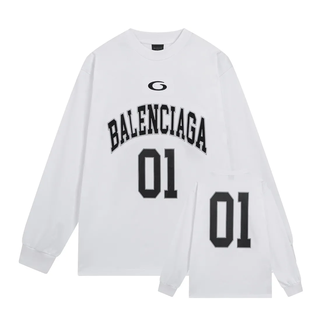 🅿️280 BALENCI*GA latest basketball jersey embroidered printed long-sleeved T-shirt. The front embroidery is embroidered and printed with Tajima computer embroidery machine, the lower left corner is embroidered and printed, and the back piece is printed. The letters are clear. The effect is three-dimensional. Exclusively pattern-woven and dyed 280g fabric. Threads are dyed in the same cylinder with zero color difference. The version adopts OS loose off-shoulder version. Welcome to compare. Same style for men and women -Color: black white purple Cailan -SIZE: Xs S M L Style No. 8536#