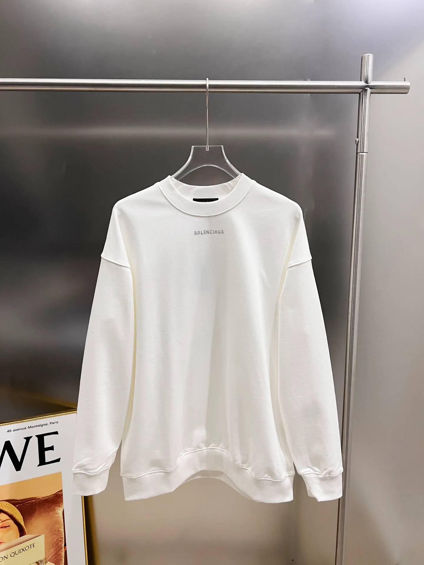 🅿️260 BAL Balenciaga 2025 Autumn and Winter New Style Round Neck Long Sleeve Sweater Classic Logo Hot Diamond Process Uniform Loose Version for Men and Women S M L XL XXL Five Codes Color: Black White