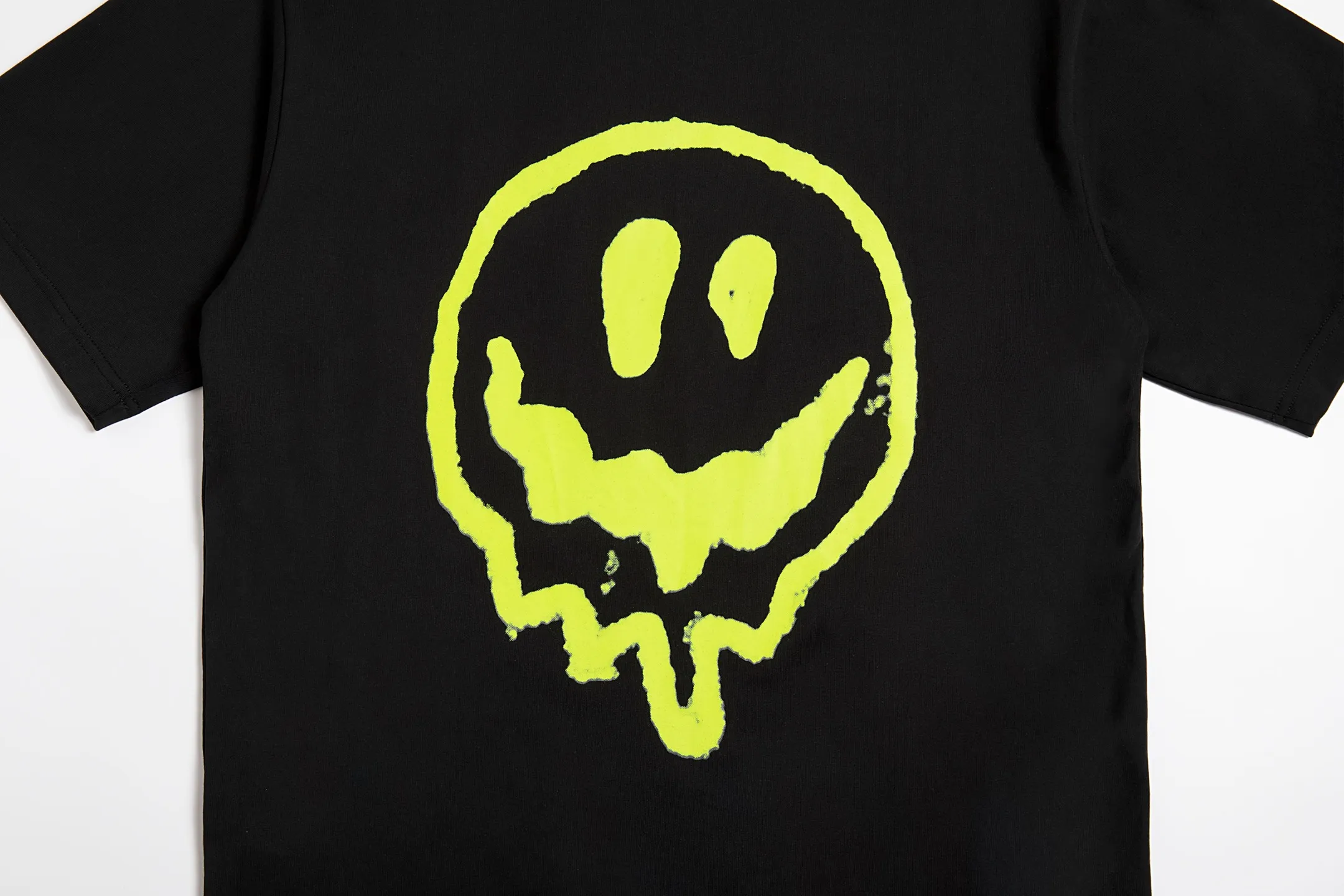 🅿️180 9196# Detailed picture Top version [[BALENCIA*GA] official website quality Paris new front panel alien back panel smiley face printed luminous effect short-sleeved T-shirt OS version loose dropped shoulders Unisex fabric: 260 grams 100% cotton double yarn Technology: front and rear digital direct injection Right sleeve embroidery Garment wash Shape solid color Color: black off-white floral gray Size: XS S M L