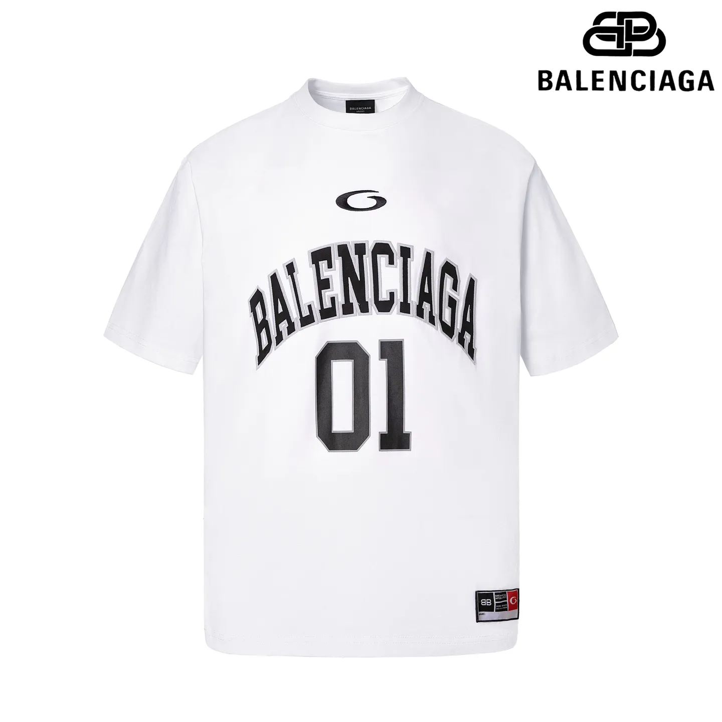 🅿️200 9180# P Detailed picture Top version [[BALENCIA*GA] official website quality Paris new basketball uniform embroidered printed short-sleeved T-shirt OS version loose dropped shoulders Unisex fabric: 260g 100% cotton double yarn Process: embroidery printing on the front, car stamp in the lower left corner, back printing, garment washing, shaping, solid color Color: black, white, blue, purple, yellow Size: XS S M L