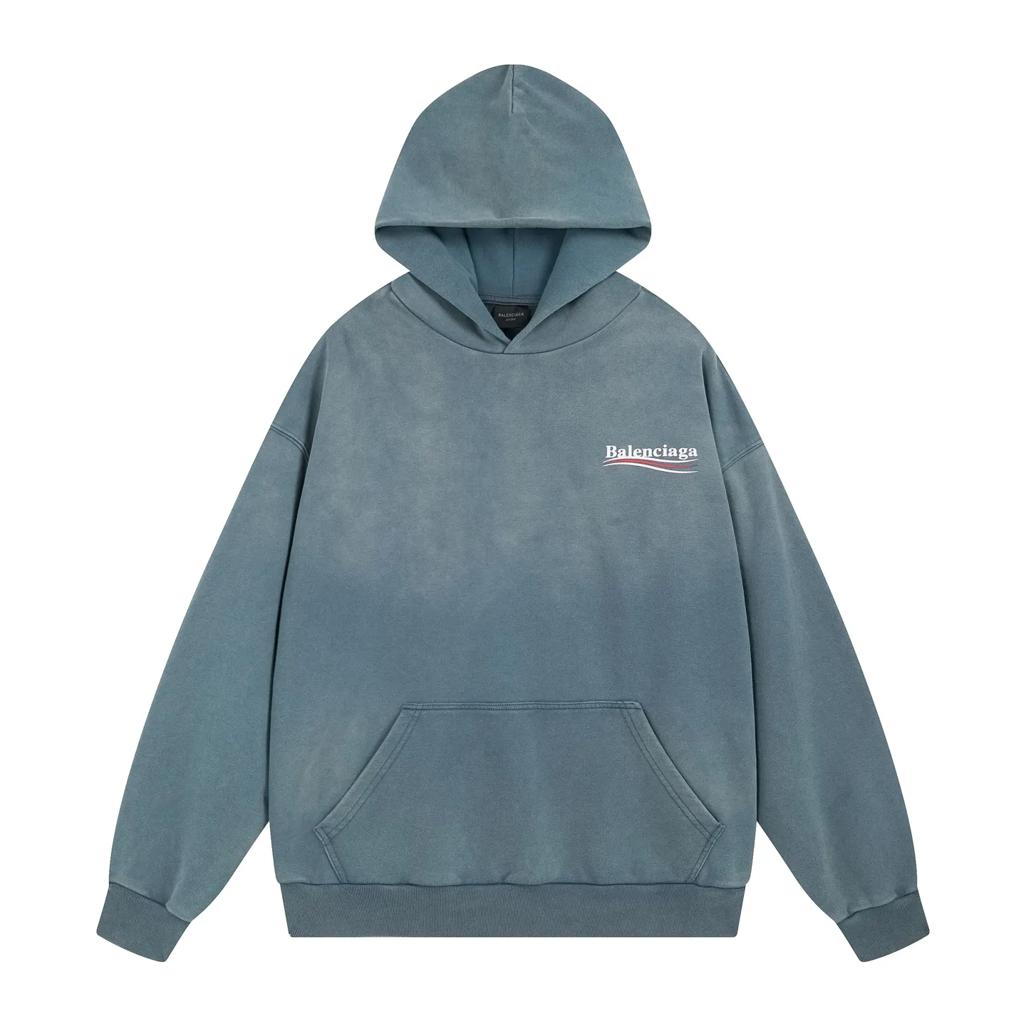 🅿️340 real photos [Top version. Official website quality] BALENCI*GA/Paris #classic style, 2025 spring and summer new style. Coke printed ripped, washed and distressed hooded sweatshirt. The washing water is sprayed with maliu to give a gradient fried color effect. The fabric is made of Paris ZP custom-woven and dyed cotton sweatshirt. The weight is 460 grams. The cloth surface is clean. The cloth pattern is clear, soft and comfortable. The threads are dyed with no color difference. The classic pattern printing uses environmentally friendly imported glue and precision stencil. The letters are clear. No burrs. The three-dimensional effect is strong. The garments are washed and worn. All colors are synchronized with the brick cabinets, custom woven and dyed, and will not fade. Different market currencies. The version adopts OS loose shoulder style. Same style for men and women. Code: BL259911 Color: washed blue, washed purple Size: XS S M L
