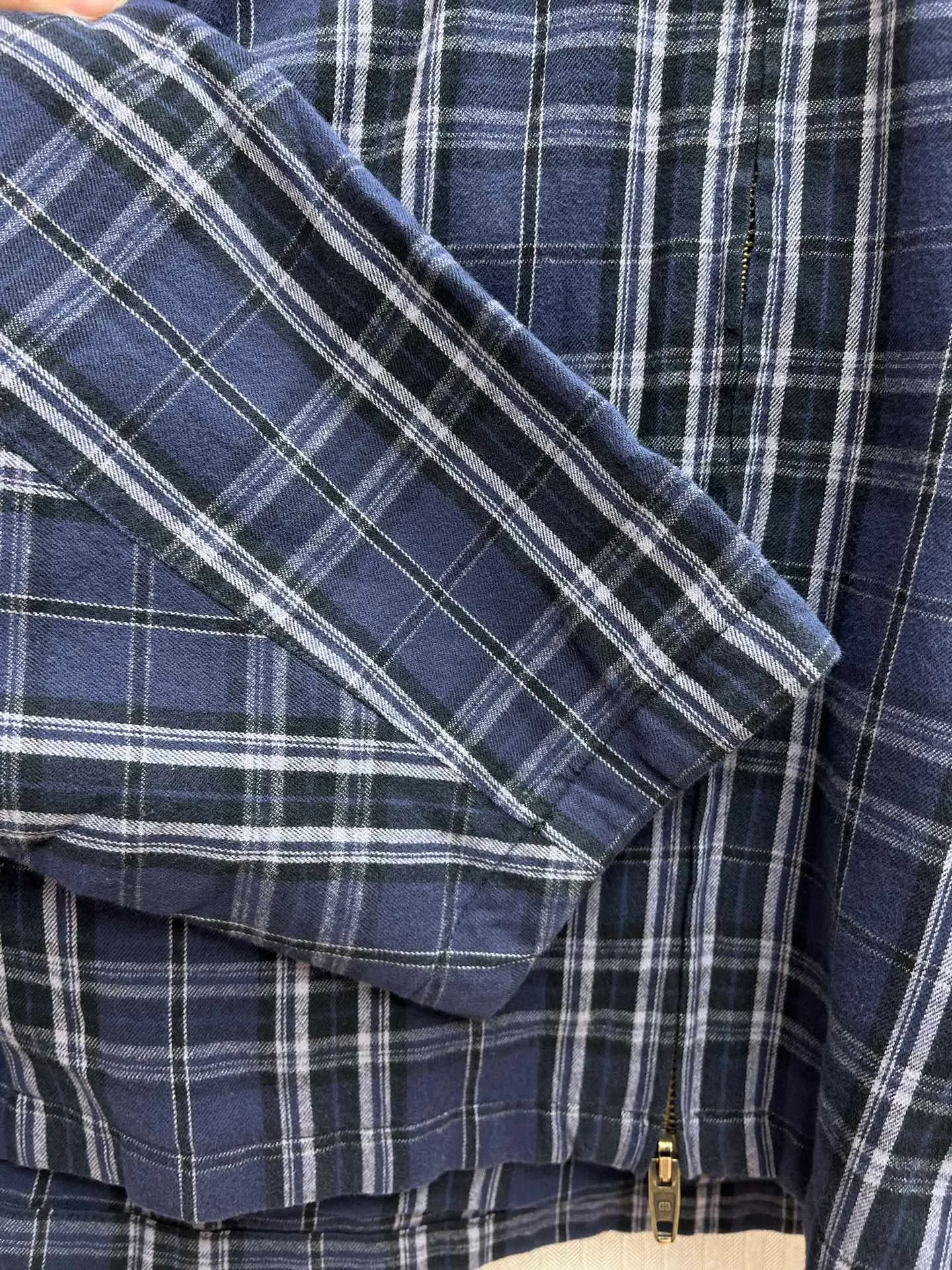 🅿️660 Paris 25ss new hooded zipper jacket Navy blue and gray plaid flannel hooded zipper jacket High version Code number: S.M.L.