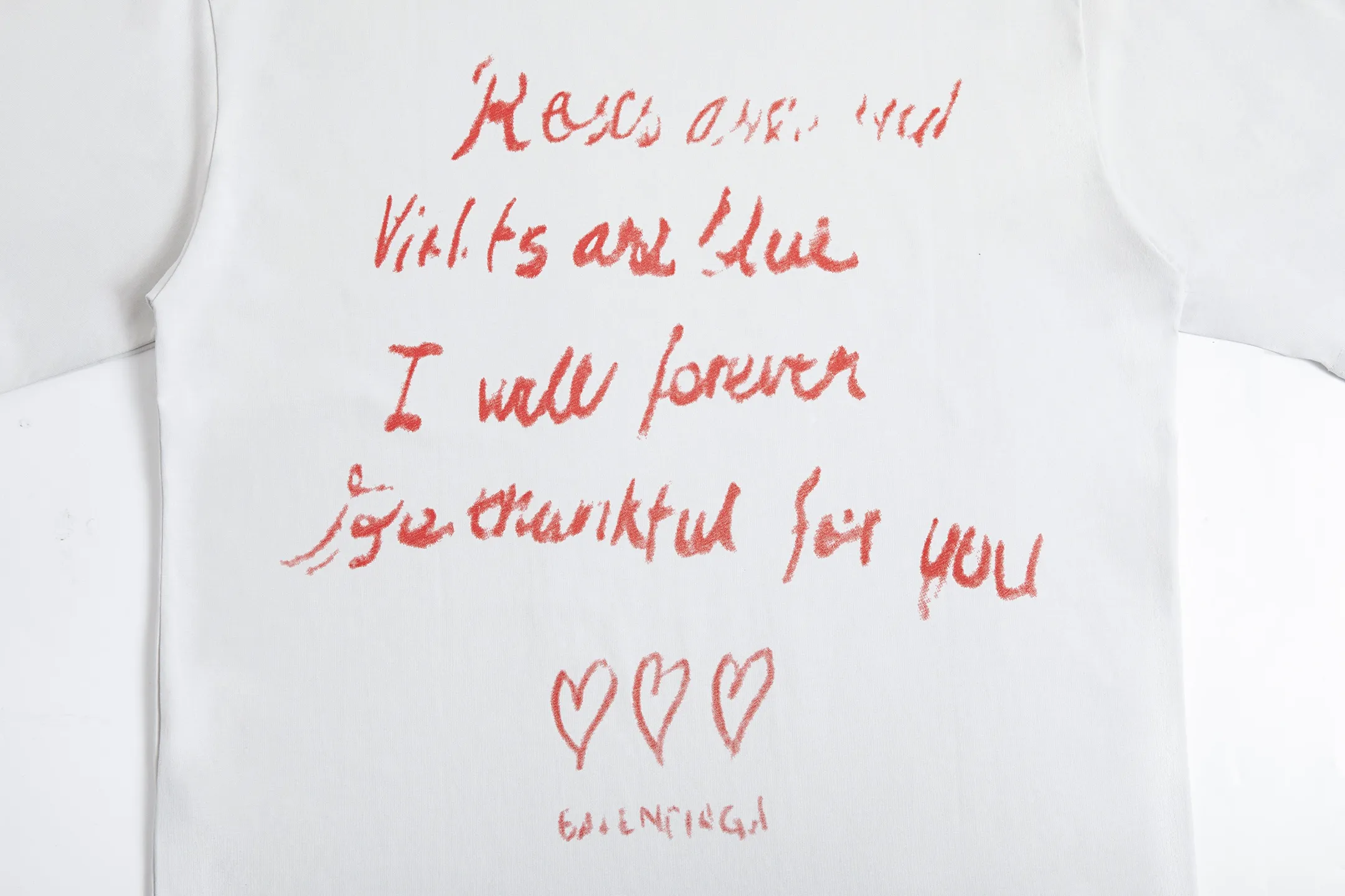 🅿️180 9189# Detailed picture Top version [[BALENCIA*GA] official website quality Paris's new Chinese Valentine's Day limited edition short-sleeved T-shirt OS version Loose dropped shoulders Unisex style Fabric: 260g 100% cotton double yarn Process: Front and back digital direct printing Garment wash Frayed Distressed Styling Solid color Color: Washed black off-white Size: XS S M L