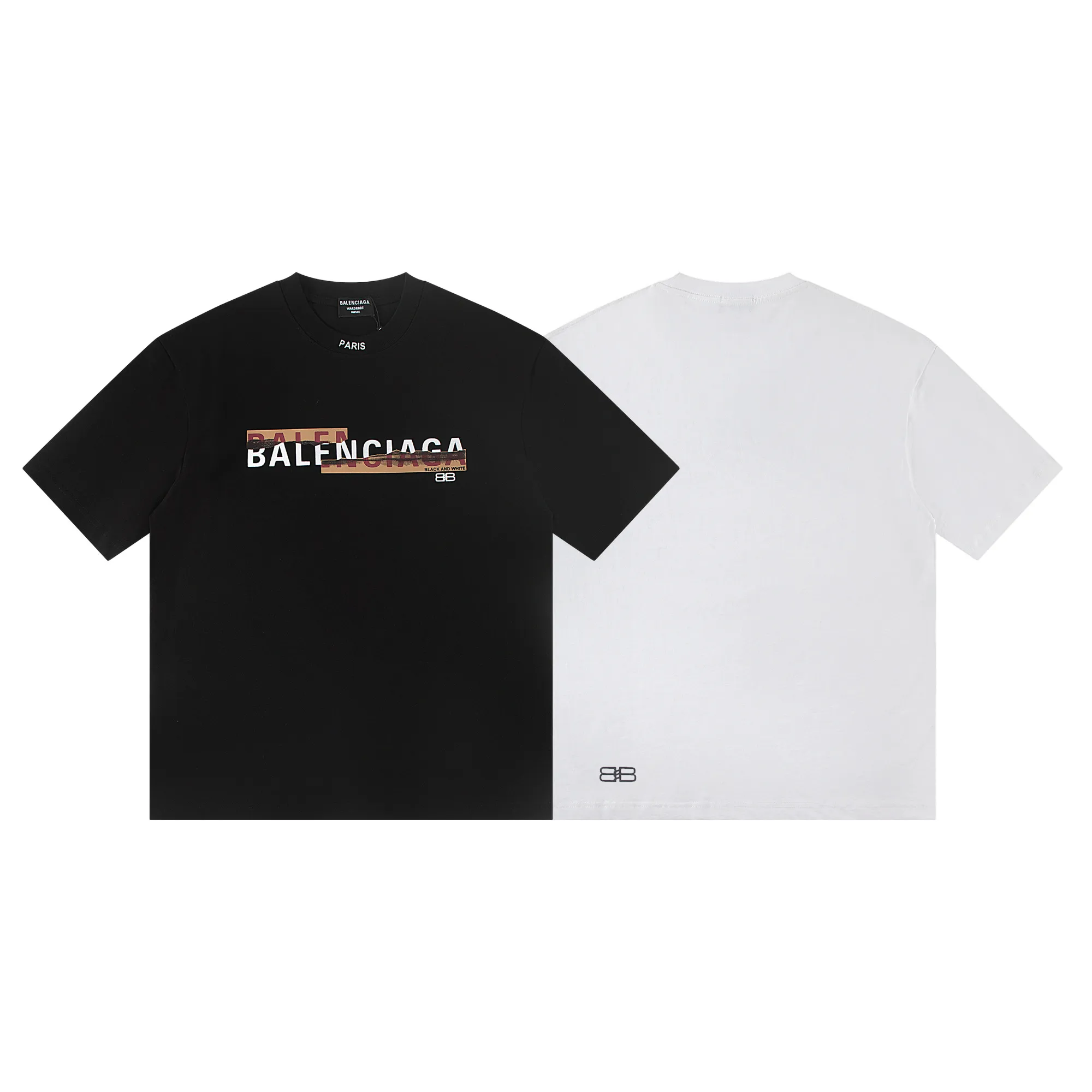 🅿️150 Balenciaga2026 horizontally stacked new T-shirt Material: Made of high version 300g double yarn combed cotton Size: S M L XL Color: black and white Style number: W2807