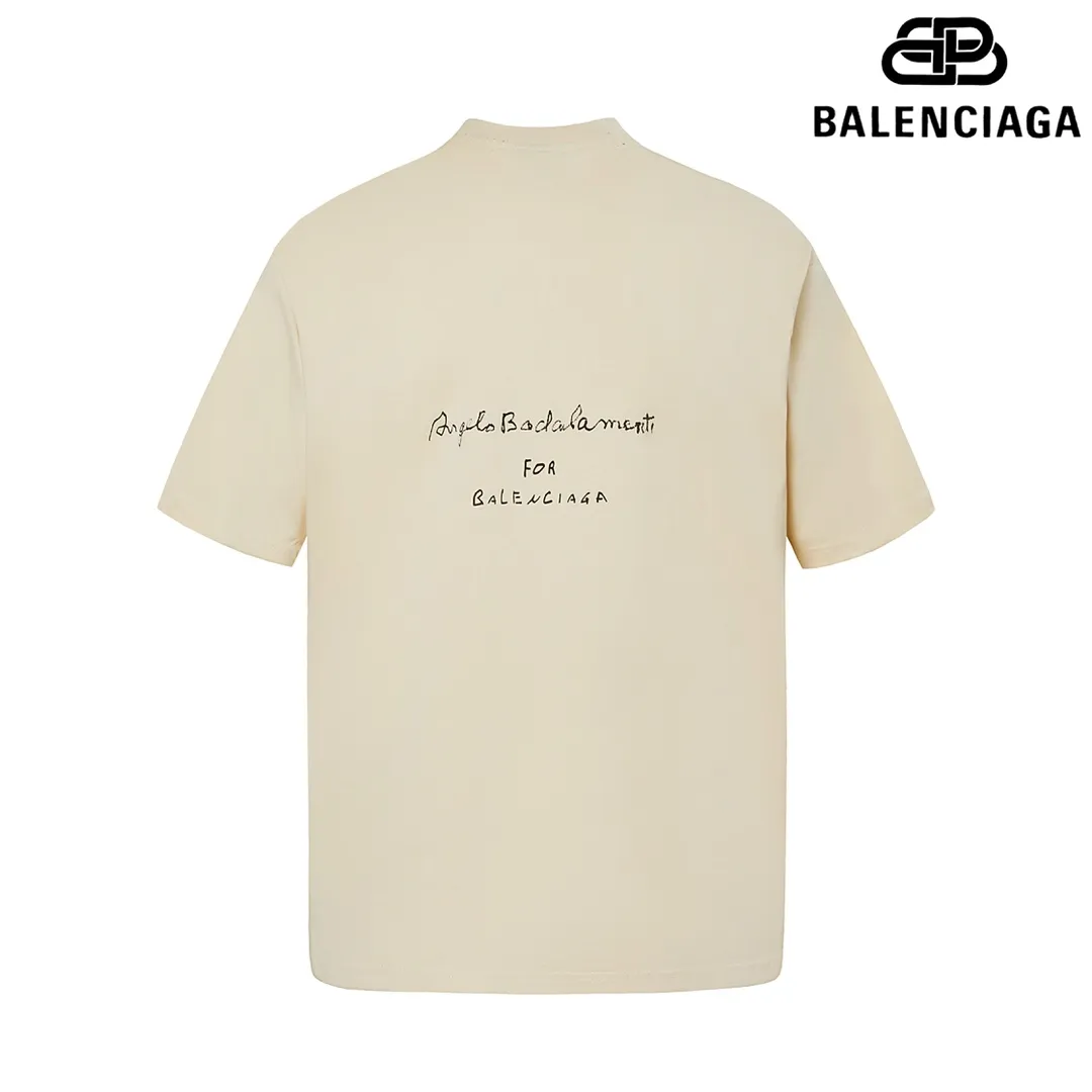 🅿️160 9111# Detailed picture Top version [[BALENCIA*GA] official website quality Paris new music special edition. Musical note short-sleeved T-shirt OS version Loose dropped shoulders Unisex style Fabric: 260g 100% cotton double yarn Craftsmanship: Front and back printing Garment wash Worn Distressed Styling Solid Color Color: Black Apricot Size: XS S M L