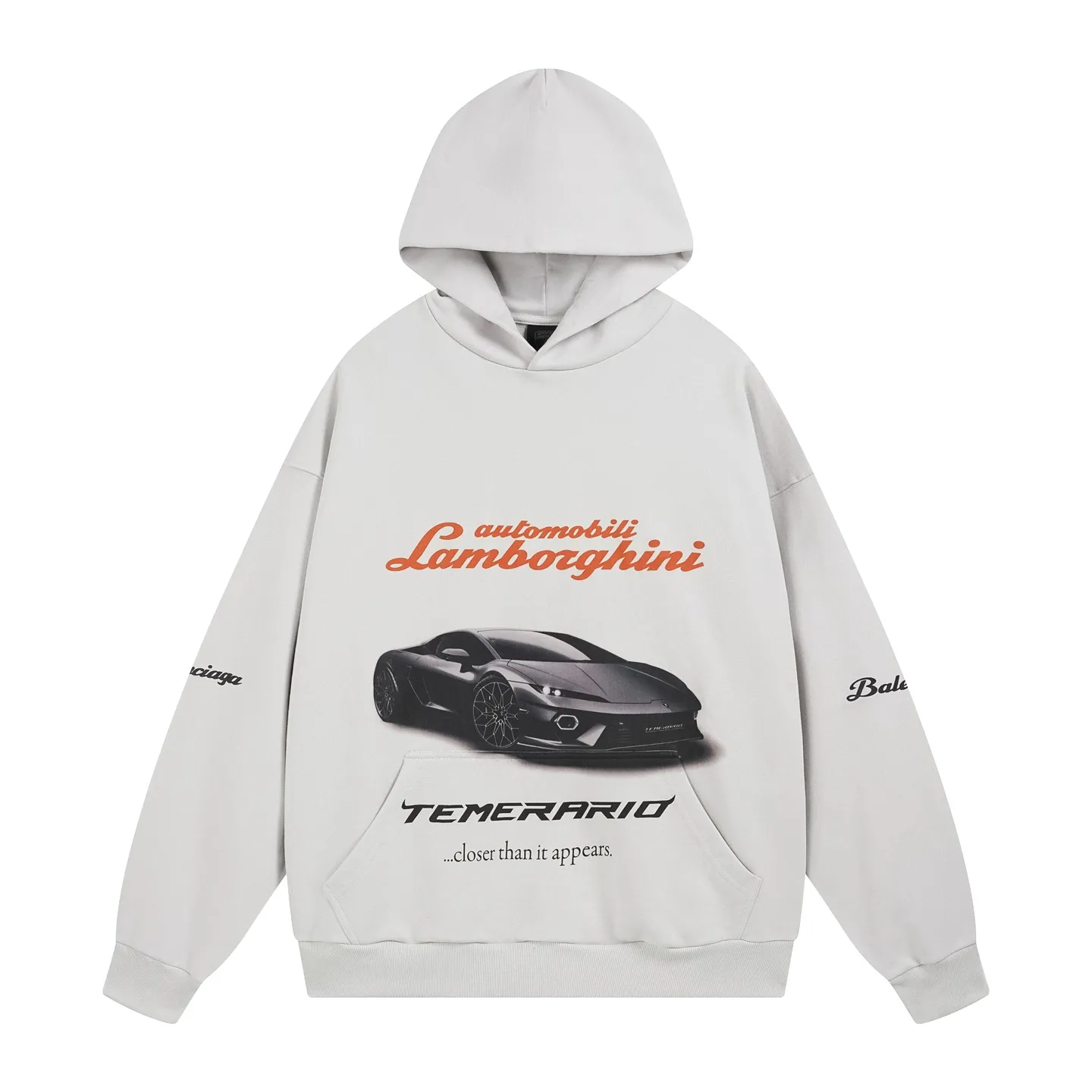 🅿️430 BALENCI*GA Paris co-branded Lamborghini hooded zipper sweatshirt. The front and rear embroidery printing is done by computer direct printing. Customized matching hardware. The letters are clear. The effect is three-dimensional. Exclusively matched to the pattern, woven and dyed 460g fabric. Threads are dyed in the same cylinder with zero color difference. Brick cabinet synchronization. Welcome to compare. Same style for men and women -Color: black white -SIZE: Xs S M L Style number 8985#