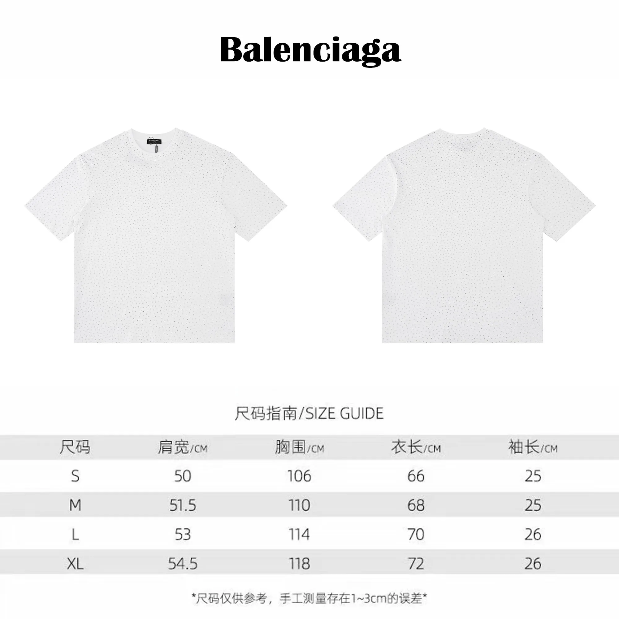 🅿️200 Style: 2026 new Balenciaga starry diamond T-shirt Material: High version of active colored diamonds 300g double yarn combed cotton Size: S～XL Color: White Style number: H999