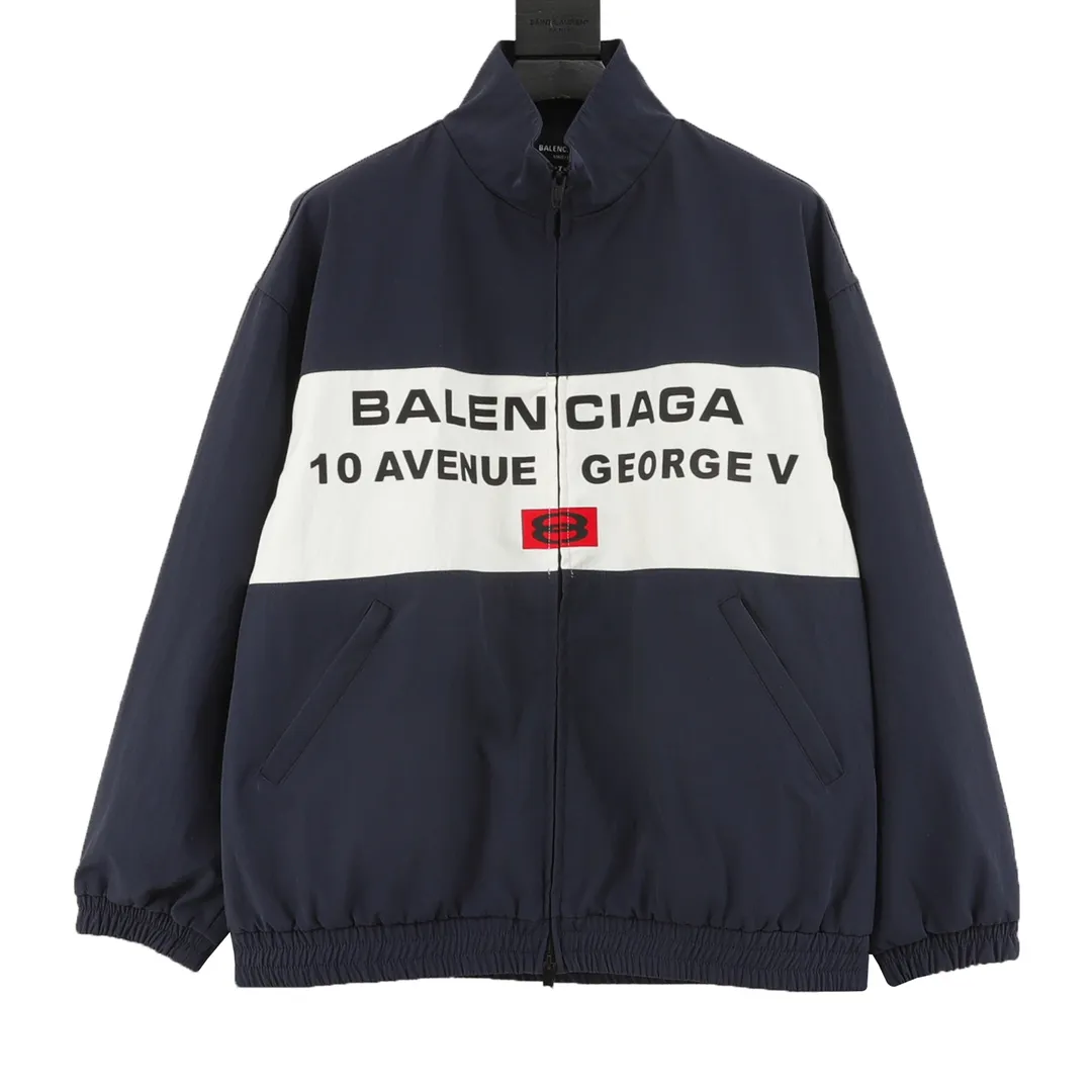 🅿️570 Balenciaga/Balenciaga three-color double-ring printed stand-up collar jacket. It is made of customized matt Taslan professional fabrics, plus three-proof coating process, Teflon anti-fouling treatment, anti-oil stains and easy to clean, polyester high-density bird's eye mesh lining, three-dimensional circulation breathable structure, quick moisture export, anti-static treatment, more comfortable to wear in autumn and winter, imported environmentally friendly glue screen printing, custom hardware zipper double puller LOGO, custom accessories three labels Size: XS-L