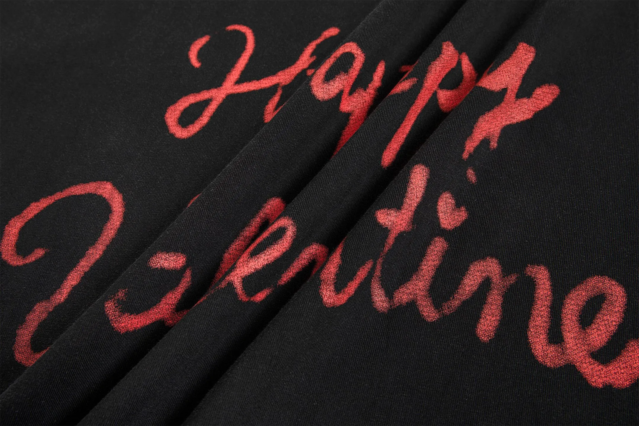 🅿️180 9189# Detailed picture Top version [[BALENCIA*GA] official website quality Paris's new Chinese Valentine's Day limited edition short-sleeved T-shirt OS version Loose dropped shoulders Unisex style Fabric: 260g 100% cotton double yarn Process: Front and back digital direct printing Garment wash Frayed Distressed Styling Solid color Color: Washed black off-white Size: XS S M L