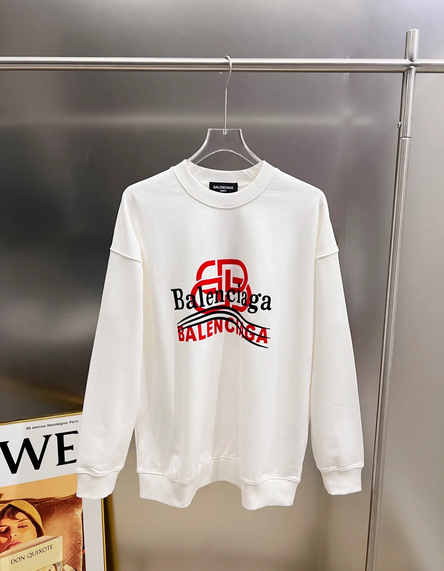 🅿️260 BAL Balenciaga 2025 Autumn and Winter New Style Round Neck Long Sleeve Sweater Classic Letter Flocking Print + Three-dimensional Silicone Technology Uniform Loose Version for Men and Women S M L XL XXL Five Codes Color: Black White