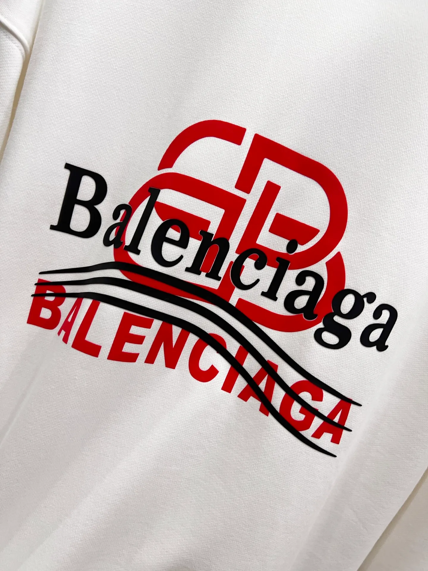 🅿️260 BAL Balenciaga 2025 Autumn and Winter New Style Round Neck Long Sleeve Sweater Classic Letter Flocking Print + Three-dimensional Silicone Technology Uniform Loose Version for Men and Women S M L XL XXL Five Codes Color: Black White