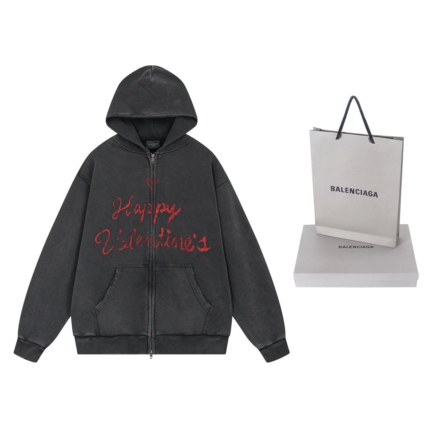 🅿️380 real photos [Top version. Official website quality] BALENCI*GA/Paris.SS25 latest model, Paris Valentine’s Day limited edition. Washed and distressed hooded sweatshirt with direct English print on the front and back. Brick cabinets are synchronized. Genuine products are developed at the first time. Welcome to compare! . The fabric is made of Paris ZP custom-woven and dyed cotton sweatshirt. The weight is 460 grams. The cloth surface is clean. The cloth pattern is clear, soft and comfortable. The threads are dyed with no color difference. The printing uses direct-injection environmentally friendly imported materials. The letters are clear and the effect is three-dimensional. The version adopts OS loose shoulder design. Same style for men and women. Code: BL259929 Color: washed black, gray and white. Size: XS S M L