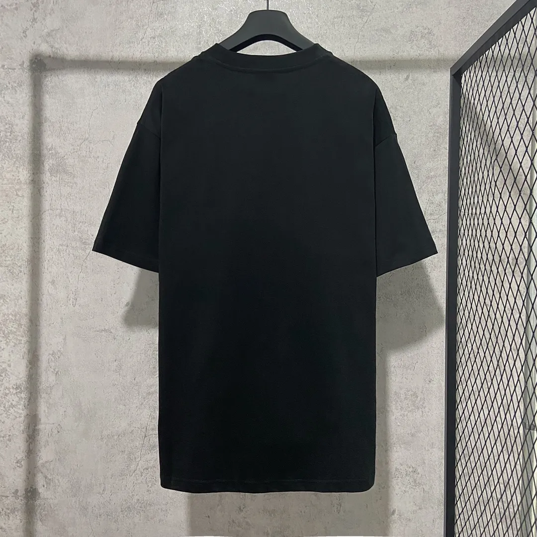 🅿️160 9118# Real photos Top version [[BALENCIA*GA] official website quality Paris' new no-traffic theme series crackle print short-sleeved T-shirt OS version Loose dropped shoulders Unisex fabric: 260g 100% cotton double yarn Process: crack print on front and rear panels Garment wash Shape solid color Color: black white Size: XS S M L