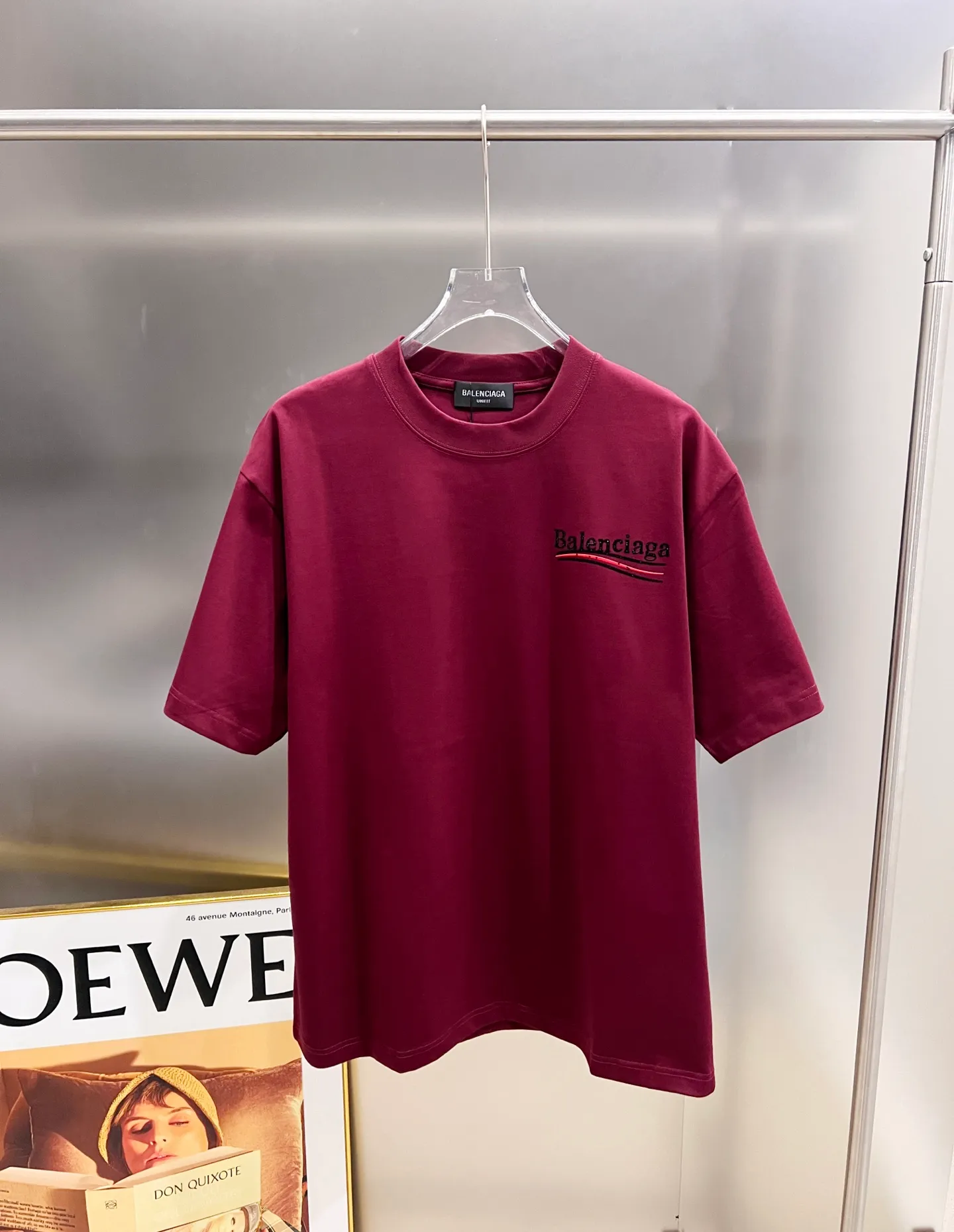 🅿️190 BAL Balenciaga 2025 autumn and winter new short-sleeved T-shirt, classic Coke logo printing + hot diamond process, loose version for men and women, S M L XL XXL, five sizes, color: black, white, Angora red