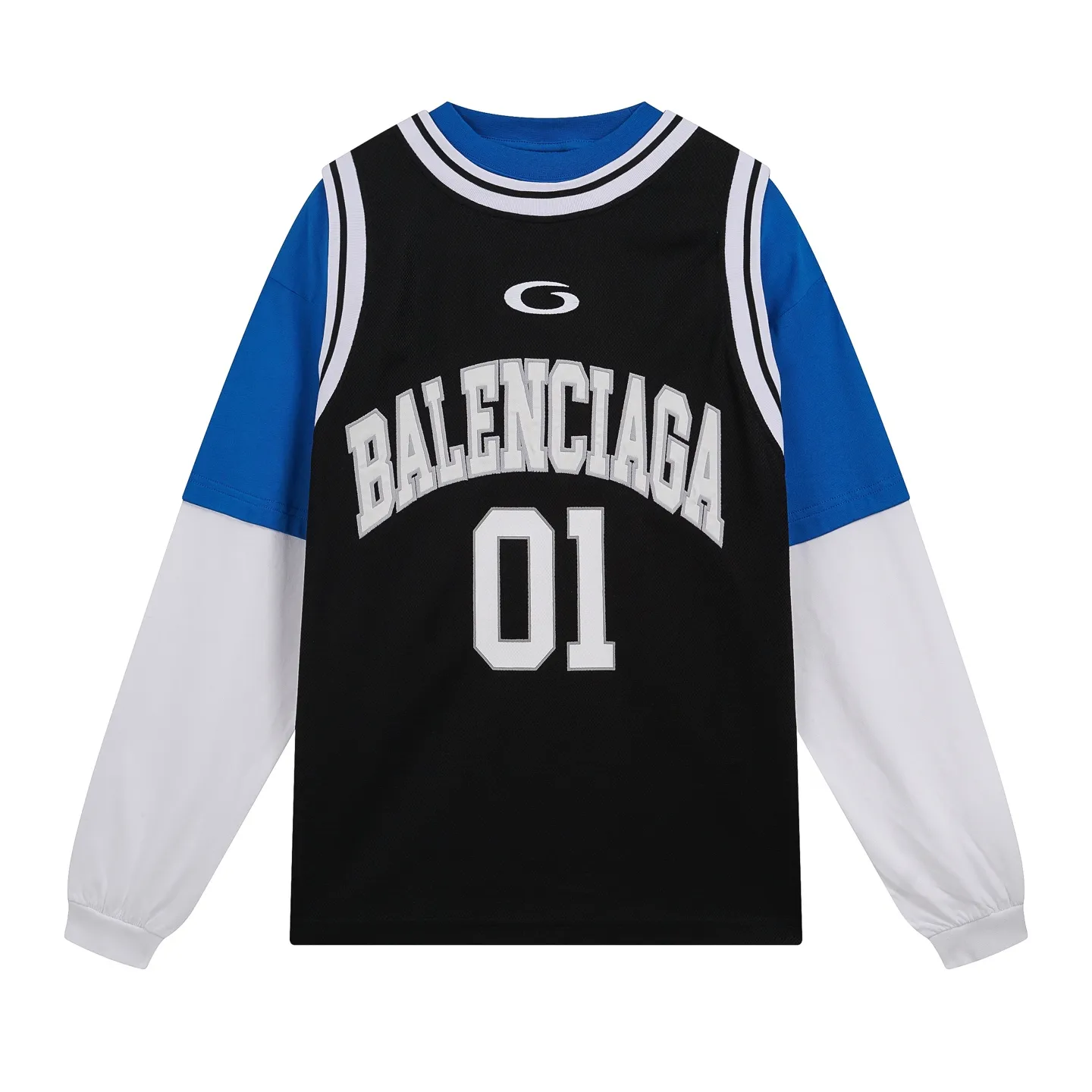 🅿️330 BALENCI*GA Paris basketball jersey fake 3-piece long-sleeved T-shirt. The front panel is made of imported Tajima machine patchwork, embroidery and printing. The back panel is printed. The vest is made of mesh. Overweight process. Restore brick cabinet. Exclusively pattern-woven and dyed 280g fabric. Threads are dyed in the same cylinder with zero color difference. The version adopts OS loose shoulder-drop pattern. Welcome to compare. Same style for men and women -Color: black red -SIZE: Xs S M L style number 8641#