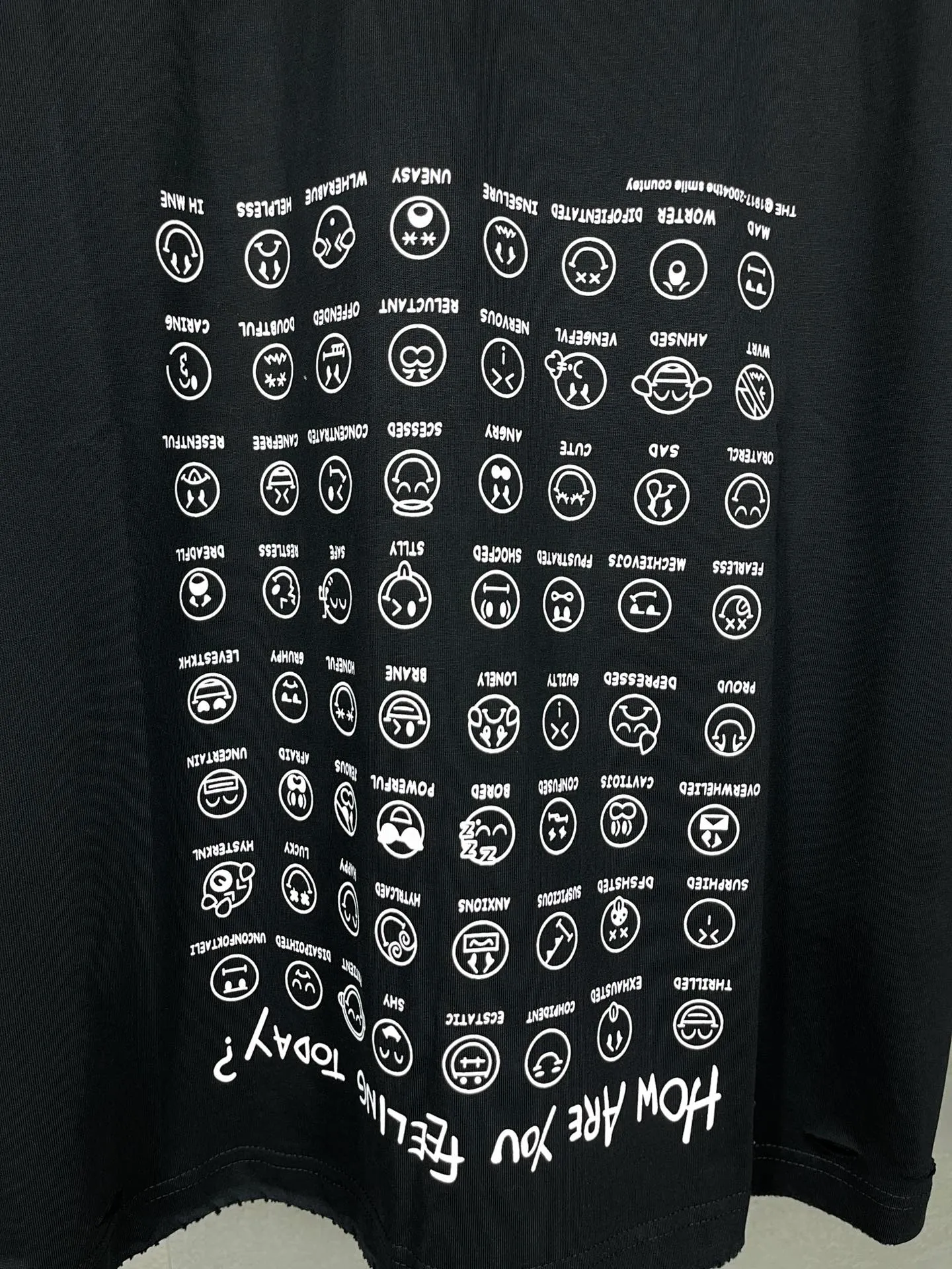 🅿️190 real photos [Top version. Official website quality] BALENCI*GA/Paris. SS25 latest smiley face collection printed washed, distressed and worn short-sleeved T-shirt. Ready-to-wear, many distressed and worn. Brick cabinets are synchronized. Genuine products are developed at the first time, and you can print and compare! The fabric is made of Paris ZP custom-woven and dyed cotton double yarn. Weighing 260 grams, the cloth surface is clean. The cloth pattern is clear, soft and comfortable. The threads are dyed with no color difference. The printing is made of environmentally friendly imported materials. The letters are clear and the effect is three-dimensional. The version adopts OS loose shoulder design. Same style for men and women. Code: BL223610 Color: black, off-white Size: XS S M L