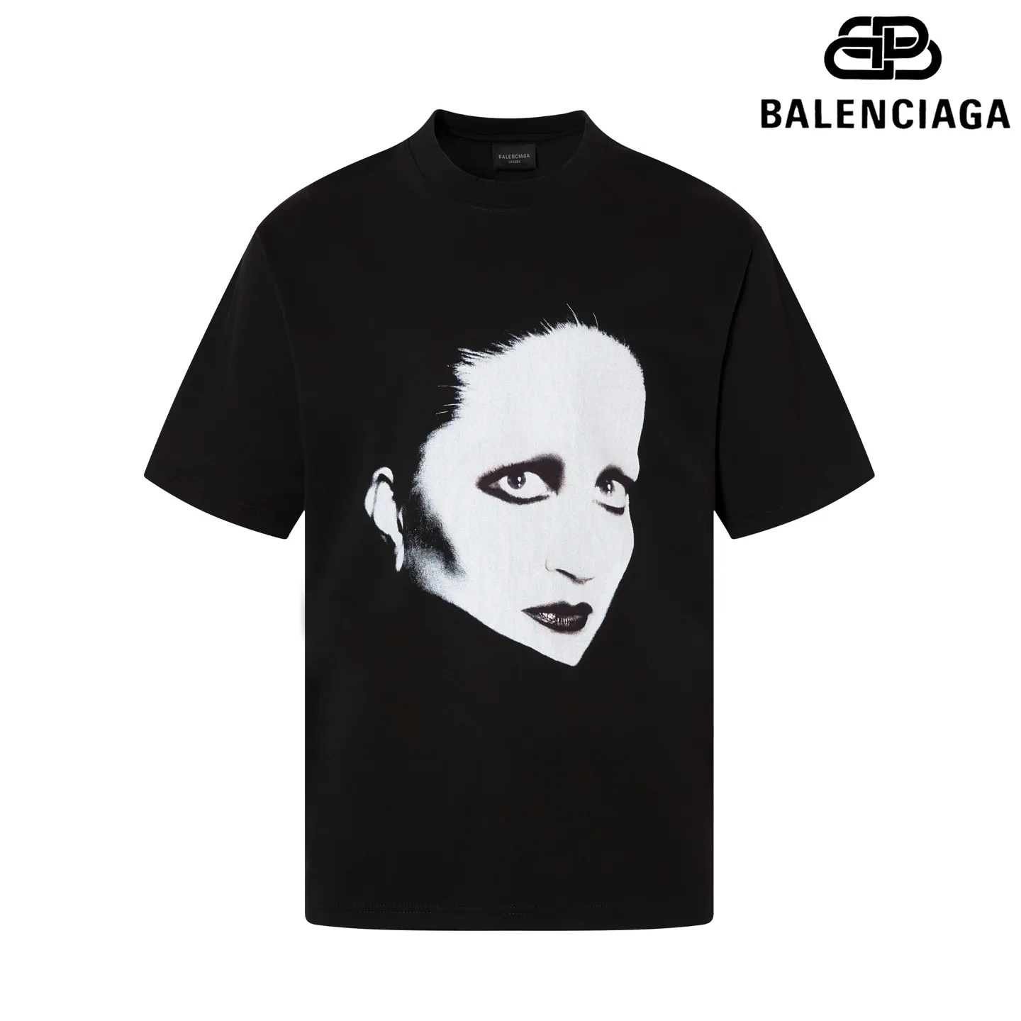 🅿️190 9178# Detailed picture Top version [[BALENCIA*GA] official website quality Paris' new joint musician Mini front and rear direct-printed short-sleeved T-shirt OS version Loose dropped shoulders Unisex style Fabric: 280 grams 100% cotton double yarn (three-step washing process) Process: front and rear white ink direct spray Garment wash Frayed Distressed Styling Solid color Color: Black Size: XS S M L