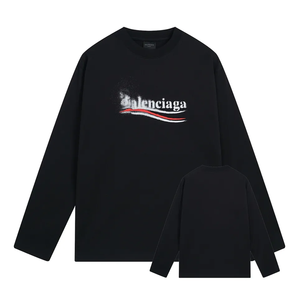 🅿️250 BALENCI*GA 24ss Paris blurred wave printed long sleeves. The fabric is made of Paris custom-woven and dyed double-yarn pure cotton. The weight is 280g. The thread is custom-woven and dyed without color difference between the front and back. The front panel is made of imported recreational direct injection. Two high-temperature styling washes. Os dropped shoulders and loose version. Same style for men and women -Color: black beige -SIZE: XS S M L Style No. 8621#