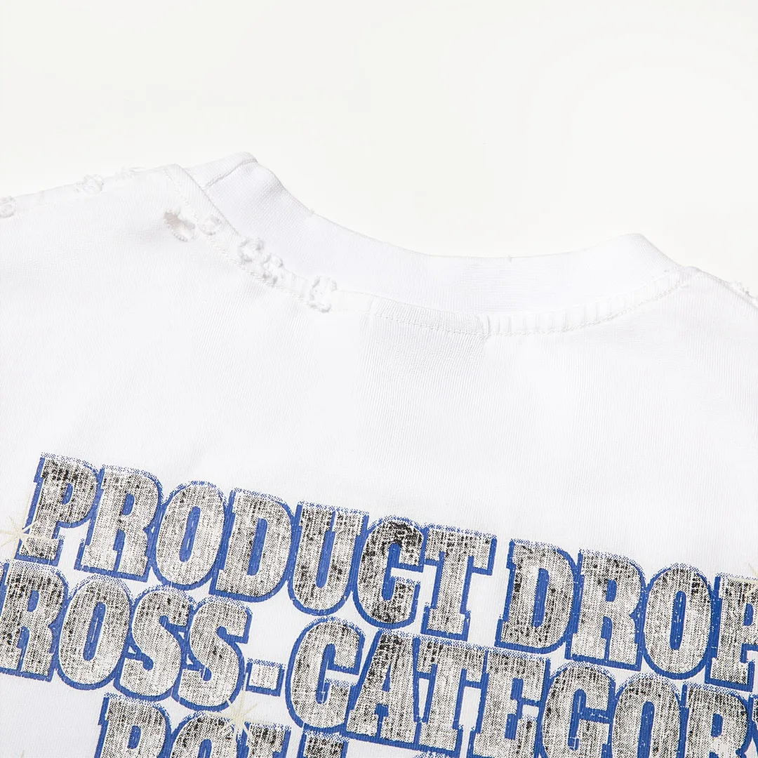 🅿️180 9126# Detailed picture Top version [[BALENCIA*GA] official website quality Paris new co-branded SEENOWBUYNOW diamond short-sleeved T-shirt OS version Loose dropped shoulders Unisex style Fabric: 260g 100% cotton double yarn Craftsmanship: front and rear panels left and right sleeve printing Garment wash worn distressed fixed color Color: washed black washed blue white Size: XS S M L