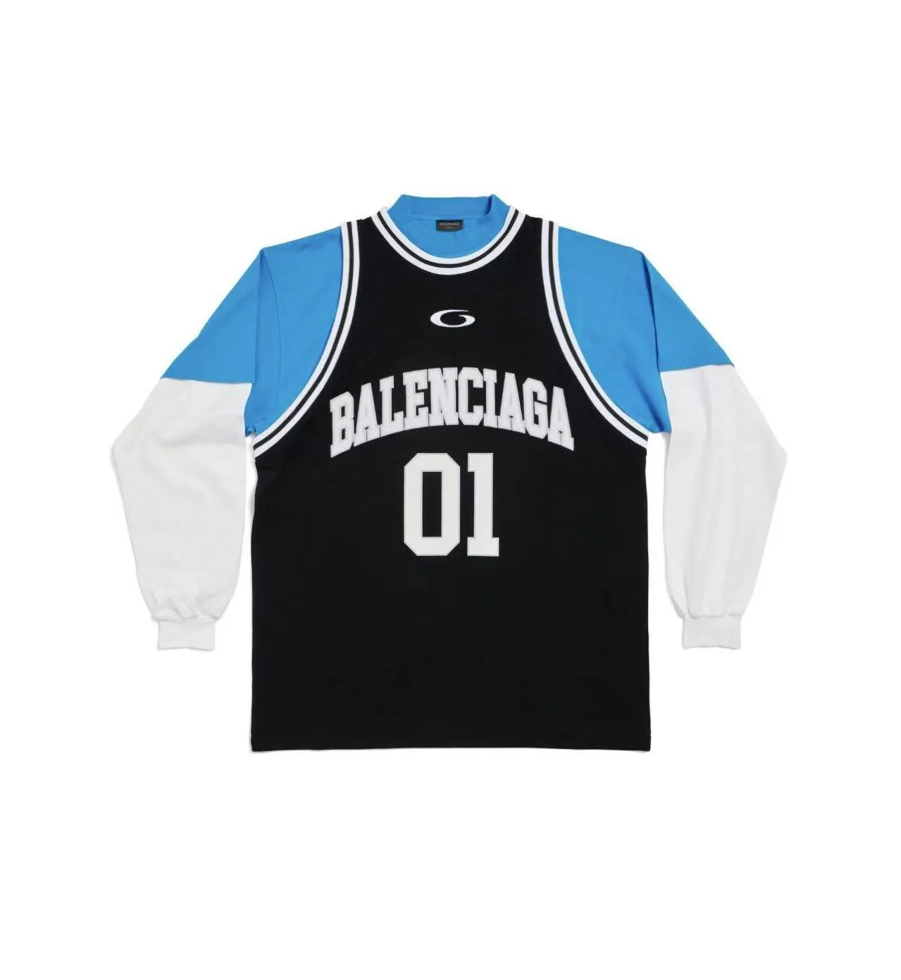 🅿️280 real photos [Top version. Official website quality] BALENCI*GA/Paris.SS25 latest basketball uniform fake 3-piece set of embroidered printed long-sleeved T-shirt. The vest is made of mesh. The front embroidery uses Tajima computer embroidery machine to patch embroidery and print, and the back piece is printed. Extra heavy craftsmanship. Brick cabinets are synchronized. Genuine products are developed at the first time. The fabric is made of Paris ZP custom-woven and dyed cotton double yarn. The weight is 260 grams, the cloth surface is clean, the cloth pattern is clear, soft and comfortable, and the vest is made of mesh. The threads are dyed with no color difference. The printing uses environmentally friendly imported materials, the letters are clear and the effect is three-dimensional. The version adopts OS loose shoulder design. Same style for men and women. Code: BL255089 Color: Cailan, red Size: XS S M L