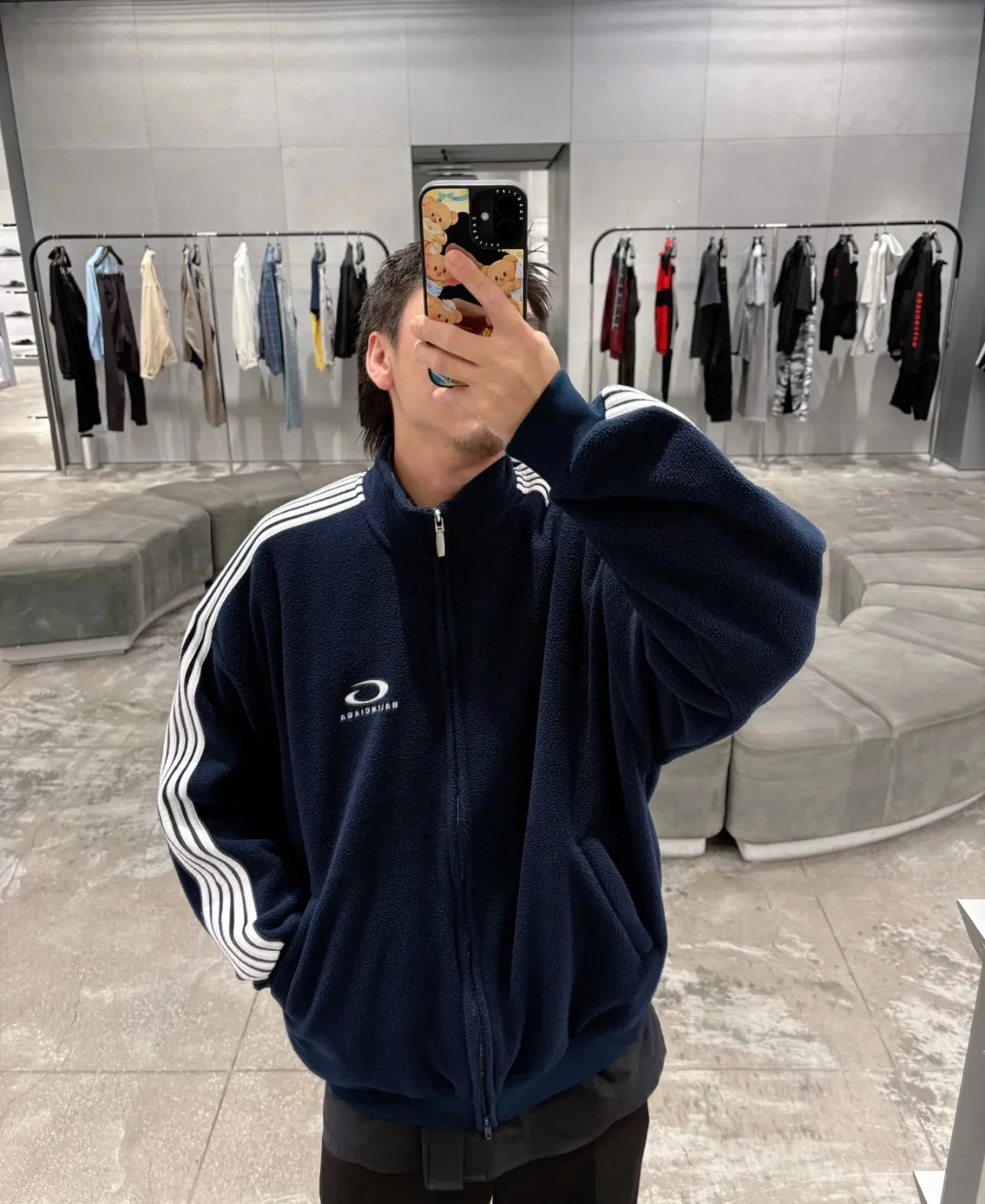 Balenciaga / Balenciaga Five-bar drawstring half-ring embroidered polar fleece cotton jacket Upper body consultation picture ℹ️