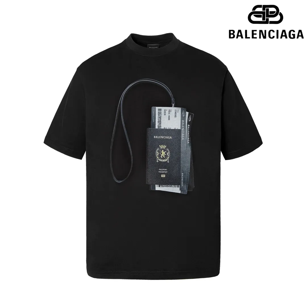 🅿️160 9118# Detailed picture Top version [[BALENCIA*GA] official website quality Paris' new no-traffic theme series crackle print short-sleeved T-shirt OS version Loose dropped shoulders Unisex style Fabric: 260g 100% cotton double yarn Technology: front and rear crackle print Garment wash Shape solid color Color: black white Size: XS S M L