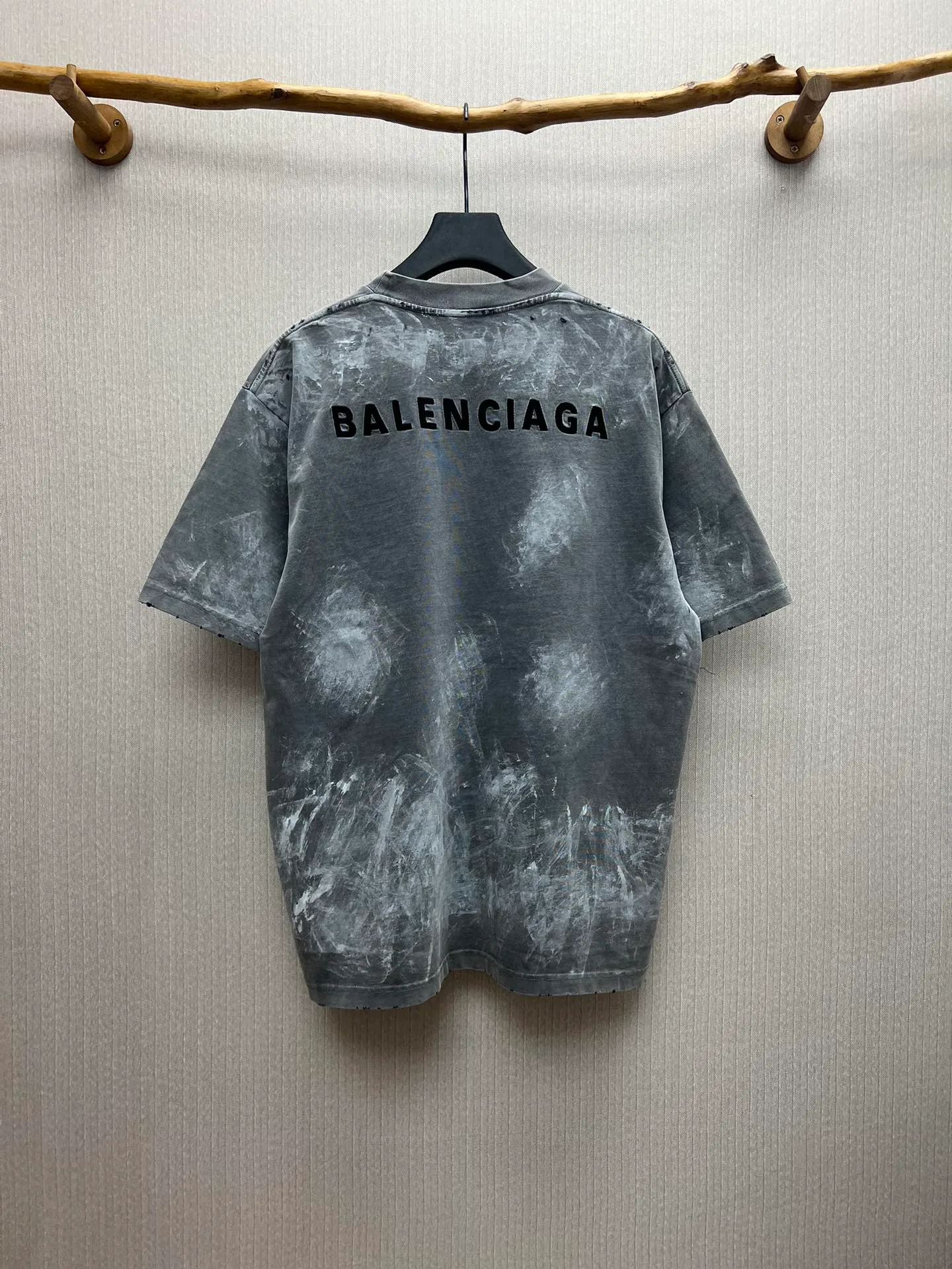 🅿️340 Paris 25ss spring and summer new style front and rear letter logo embroidery washed old paint splash graffiti muddy T-shirt same style for men and women Size: XS.S.M.L