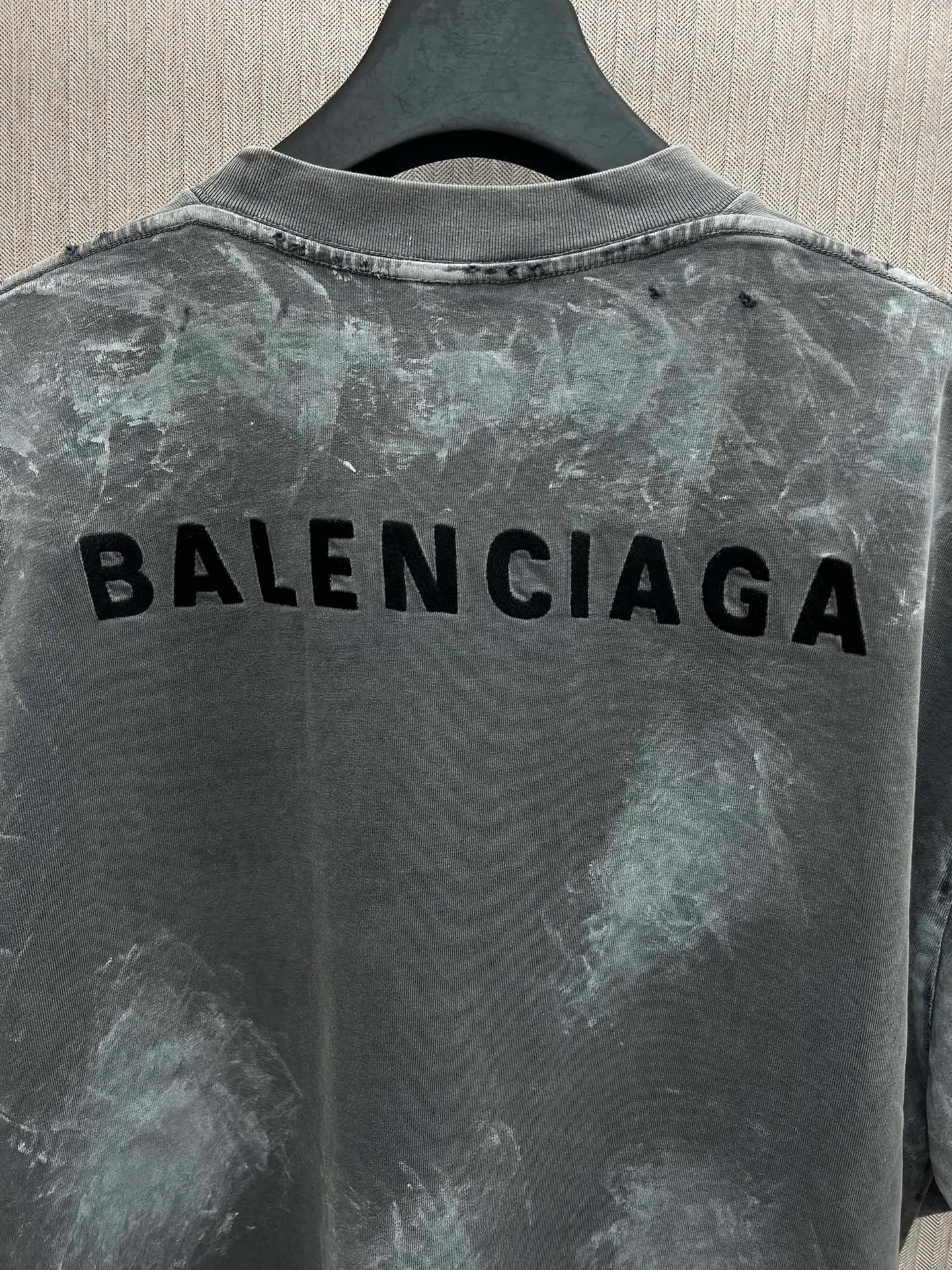 🅿️340 Paris 25ss spring and summer new style front and rear letter logo embroidery washed old paint splash graffiti muddy T-shirt same style for men and women Size: XS.S.M.L