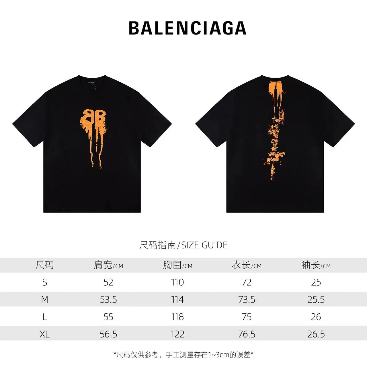 🅿️146 Style: 2026 new Balenciaga short-sleeved T-shirt Material: High version 300g double yarn combed cotton Size: S～XL Color: Black Style number: H1053