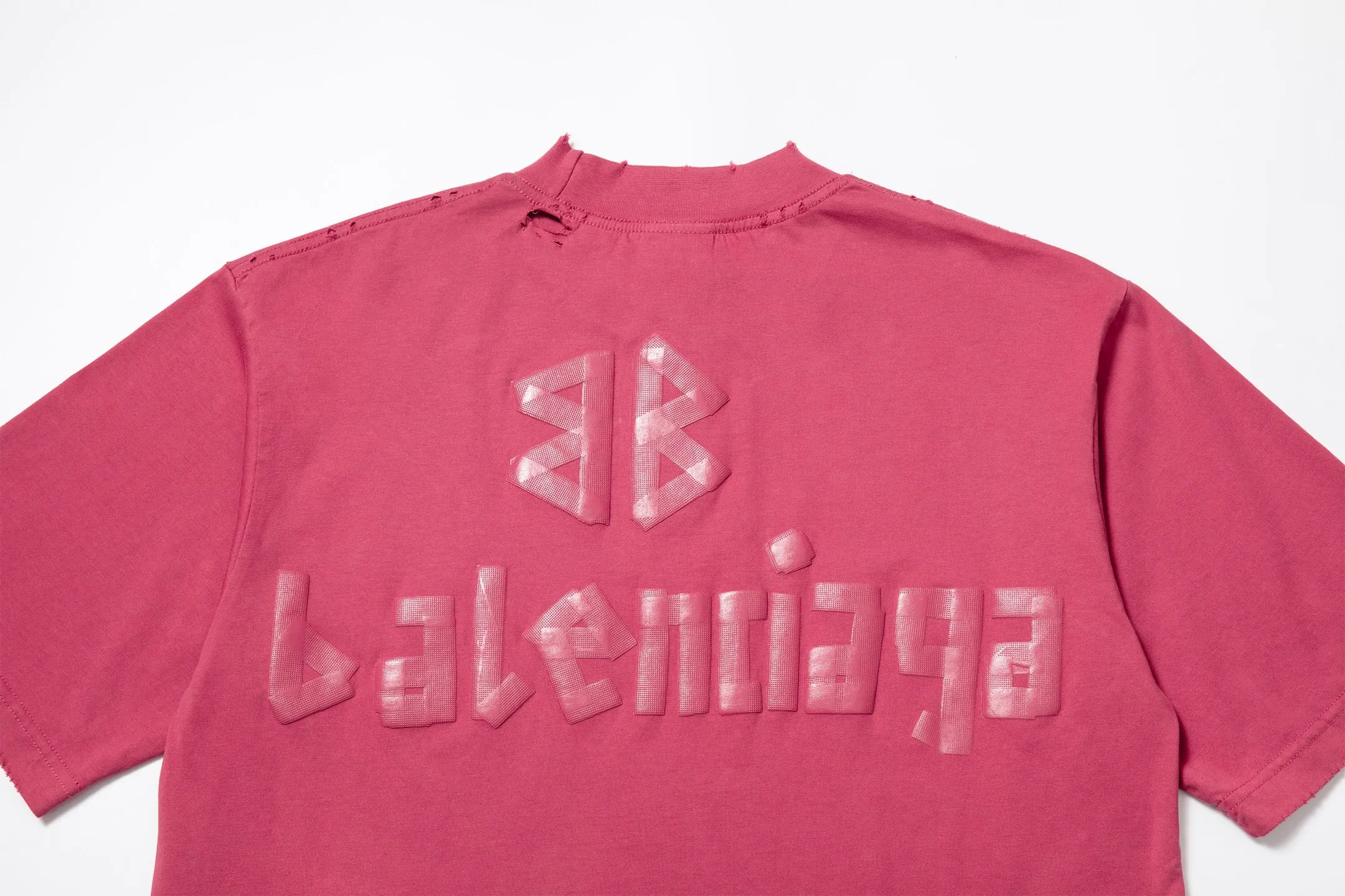 🅿️180 9110# Detailed picture Top version [[BALENCIA*GA] official website quality Paris new yellow tape bandage digital direct printing short-sleeved T-shirt OS version loose dropped shoulders Unisex style Fabric: 260g 100% cotton double yarn Process: front and rear digital direct printing Garment wash worn distressed fixed color Color: gray blue white washed blue burgundy green Black silver rose red khaki Size: XS S M L
