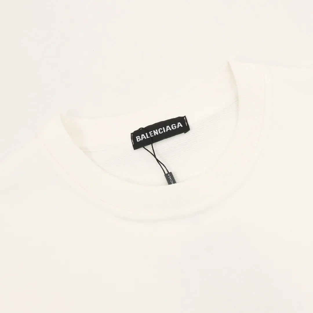 🅿️500 Balenciaga 25FW crack print round neck sweatshirt 480g high-grade combed cotton fabric counter collar label purchase-grade white thick plate hang tag original hanging grain three-dimensional foam print on the front and back strong sense of layering same style for men and women couple style oversize version loose size: S-XL