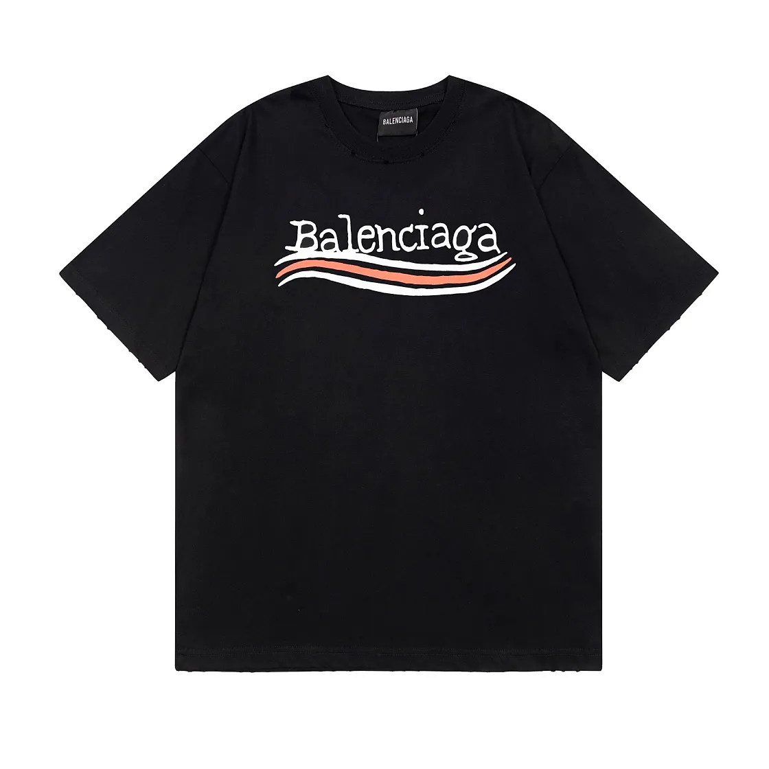 🅿️170 detailed pictures [Top version. Official website quality] BALENCI*GA/Paris #New front and rear Coke classic LOGO graffiti rotten short-sleeved T-shirt #2023 spring and summer new style. Brick cabinet synchronization.                       The fabric is made of Paris ZP custom-woven and dyed cotton double yarn, with a weight of 260 grams. The cloth surface is clean. The cloth pattern is clear, soft and comfortable. It has good color fastness and is not easy to change color. The printing uses a circular machine to imitate hand-painted effects. There are no burrs. The color is returned to the original board and the brick cabinet is restored. The version adopts OS loose shoulder version. Same style for men and women. Code: BL223002 Color: black, white, colorful blue, yellow Size: XS S M L