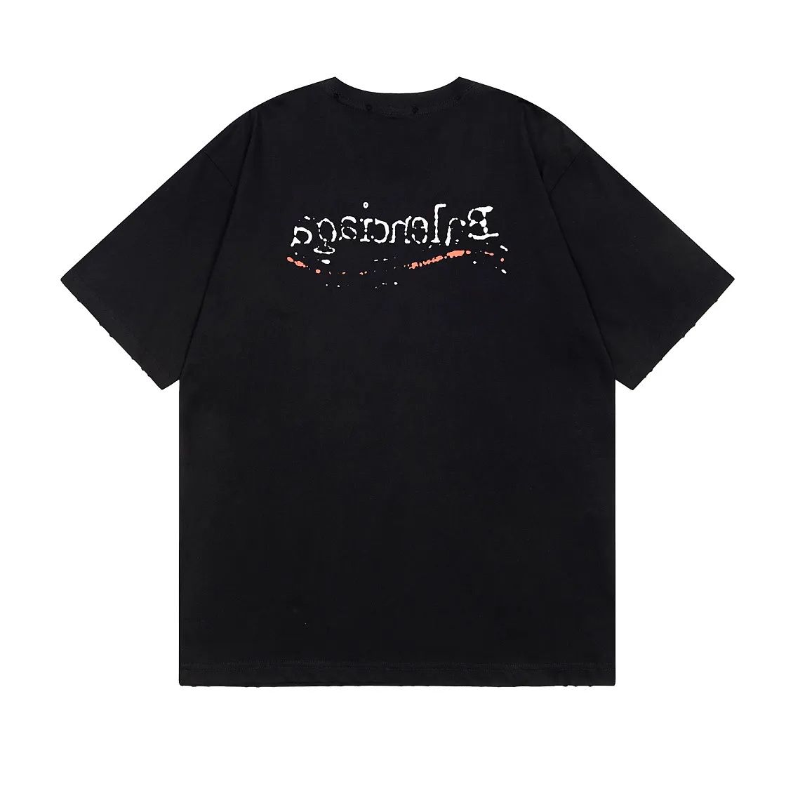 🅿️170 detailed pictures [Top version. Official website quality] BALENCI*GA/Paris #New front and rear Coke classic LOGO graffiti rotten short-sleeved T-shirt #2023 spring and summer new style. Brick cabinet synchronization.                       The fabric is made of Paris ZP custom-woven and dyed cotton double yarn, with a weight of 260 grams. The cloth surface is clean. The cloth pattern is clear, soft and comfortable. It has good color fastness and is not easy to change color. The printing uses a circular machine to imitate hand-painted effects. There are no burrs. The color is returned to the original board and the brick cabinet is restored. The version adopts OS loose shoulder version. Same style for men and women. Code: BL223002 Color: black, white, colorful blue, yellow Size: XS S M L