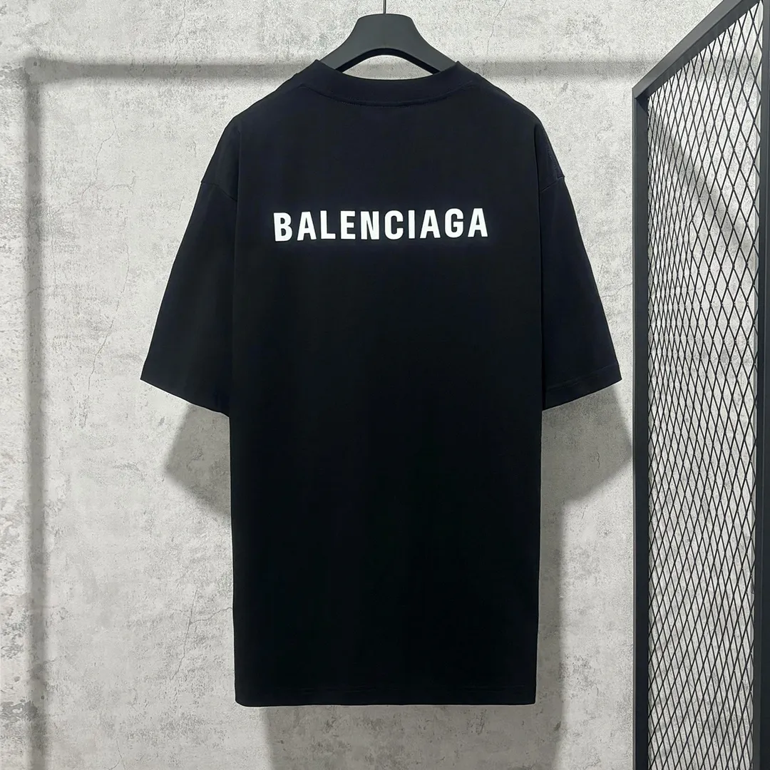 🅿️160 9102# Actual photo top version [[BALENCIA*GA] official website quality Paris new classic letter LOGO front and back embroidered short-sleeved T-shirt OS version loose dropped shoulders Unisex fabric: 260 grams 100% cotton double yarn Technology: front and back embroidery Garment washing Shape solid color Color: black white gray red Size: XS S M L