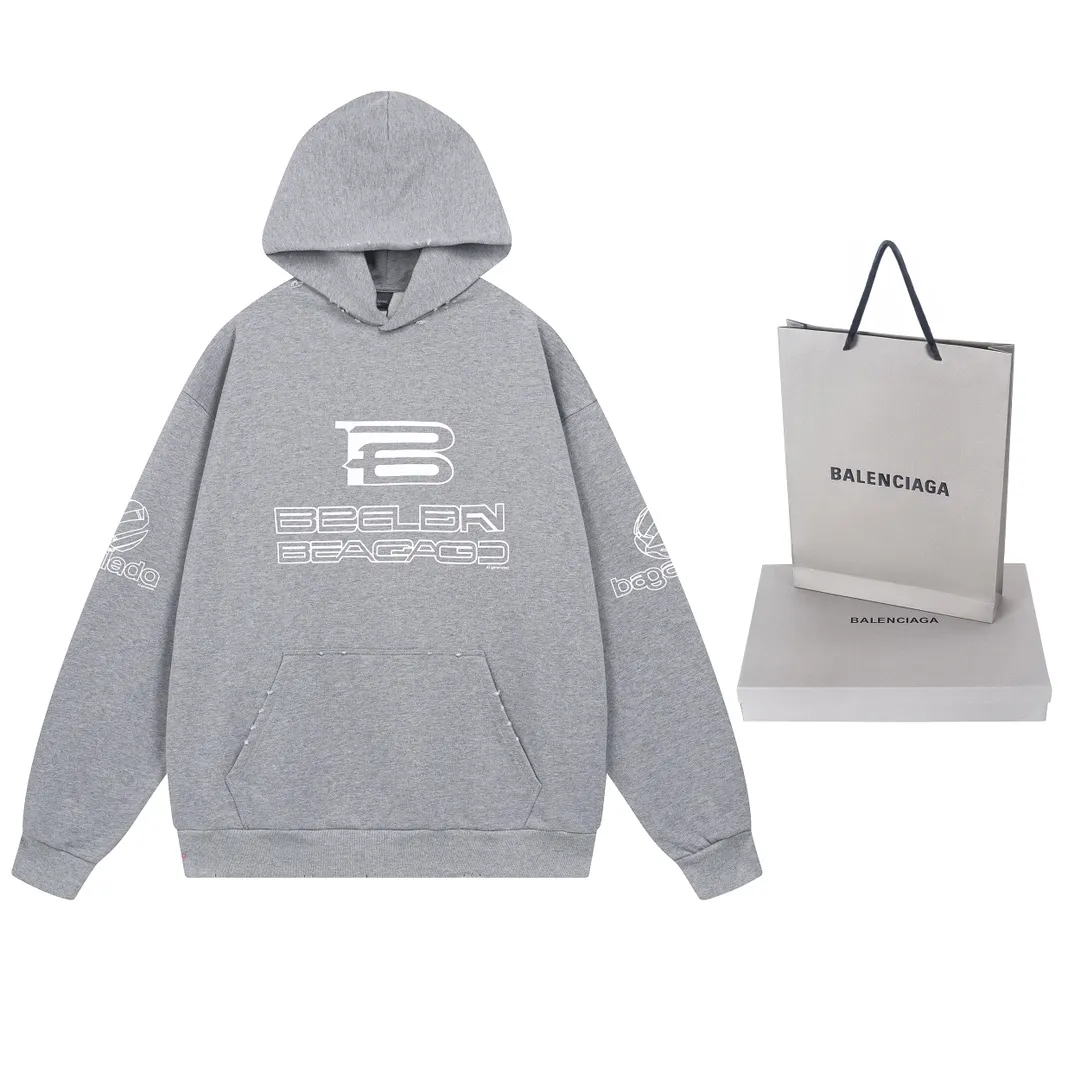 🅿️320 real photos [Top version. Official website quality] BALENCI*GA/Paris AI GENERATED HOODIE series new hooded sweatshirt #2024 new style. The front, back, left and right sleeves are printed with the new LOGO, and the ready-made garments are washed and worn. According to the normal practice in Jubie market, black and gray cuff printing are different. #2024 Spring and Summer Brick Cabinet Synchronization Welcome to compare. The fabric is made of Paris ZP custom-woven and dyed cotton double yarn, with a weight of 460 grams. The cloth surface is clean. The cloth pattern is clear, soft and comfortable. The threads are dyed with no color difference. The classic letter LOGO is printed with imported environmentally friendly glue. The letters are clear and the effect is three-dimensional. Restore the brick cabinet, adopt the OS loose shoulder style. Same style for men and women. Code: BL238917 Color: black, floral gray Size: XS S M L