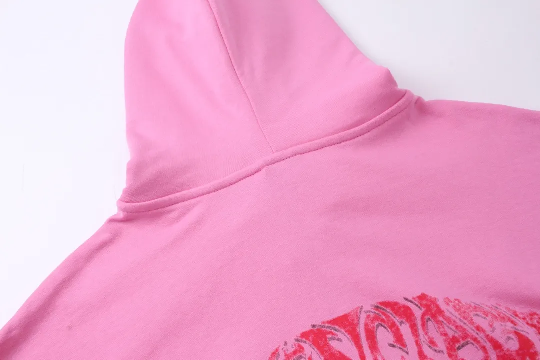 🅿️370 Detailed Picture [Top version. Official website quality] BALENCI*GA/Paris. 2024 latest flame graffiti direct-printed long-sleeved hooded zipper cardigan sweatshirt. Brick cabinet synchronization. ⚠️Difference market currency. YB development. The fabric is made of Paris ZP custom-woven and dyed 100% cotton double yarn compact cotton. The weight is 260 grams, the cloth surface is clean. The cloth pattern is clear, soft and comfortable. The threads are dyed with no color difference. The front and back printing adopts Kornit direct-injection printing pattern and adopts OS loose shoulder-dropping pattern. Same style for men and women. Code: BL238056 Color: dark gray blue. Pink Size: XS S M L