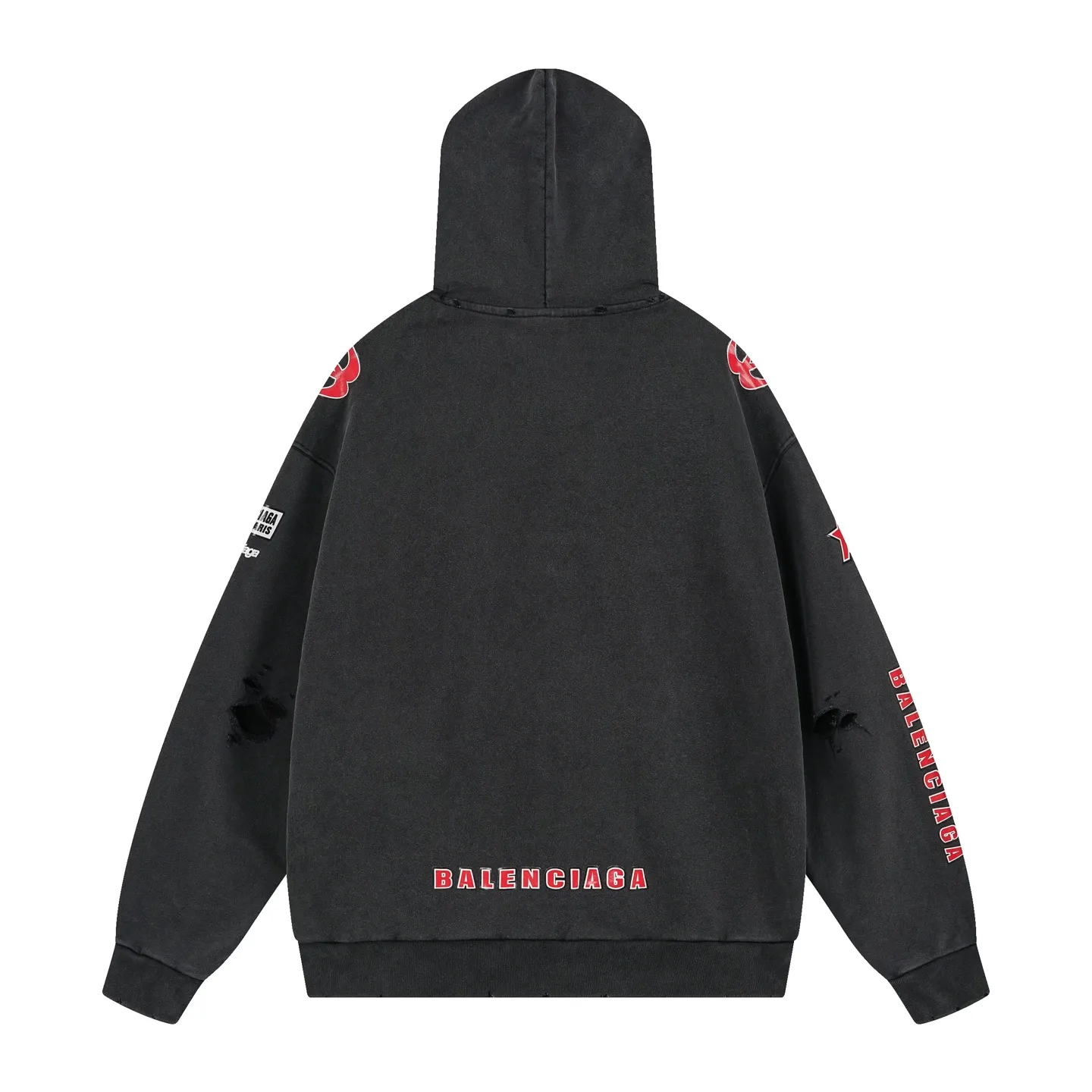🅿️430 Detailed picture [Top version. Official website quality] BALENCI*GA/Paris. 25ss latest model. Paris double-ring LOGO combination racing suit series multi-digit printing, washed multi-digit worn zipper cardigan hooded sweatshirt. The brick cabinets are synchronized. The fabric is made of Paris ZP custom-woven and dyed cotton sweatshirt. Weighing 460 grams, the cloth surface is clean. The cloth pattern is clear, soft and comfortable, and the threads are dyed with no color difference. The classic LOGO pattern is printed with environmentally friendly imported materials, with clear letters and a strong three-dimensional feel. Restored brick cabinet. The garments were washed and aged, and polished by many hands. Produced by ultra-heavy craftsmanship, the market currency is very different, welcome to compare. The version adopts OS loose shoulder design. The same style for men and women. Code: BL259927 Color: Washed Black Size: XS S M L