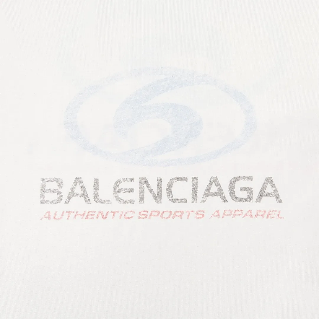 🅿️160 9132# Detailed picture Top version [[BALENCIA*GA] official website quality Paris new blur surfing LOGO pattern printed short-sleeved T-shirt OS version loose dropped shoulders Unisex fabric: 260 grams 100% cotton double yarn Process: front and rear panel printing Garment wash worn distressed fixed color Color: white Size: XS S M L