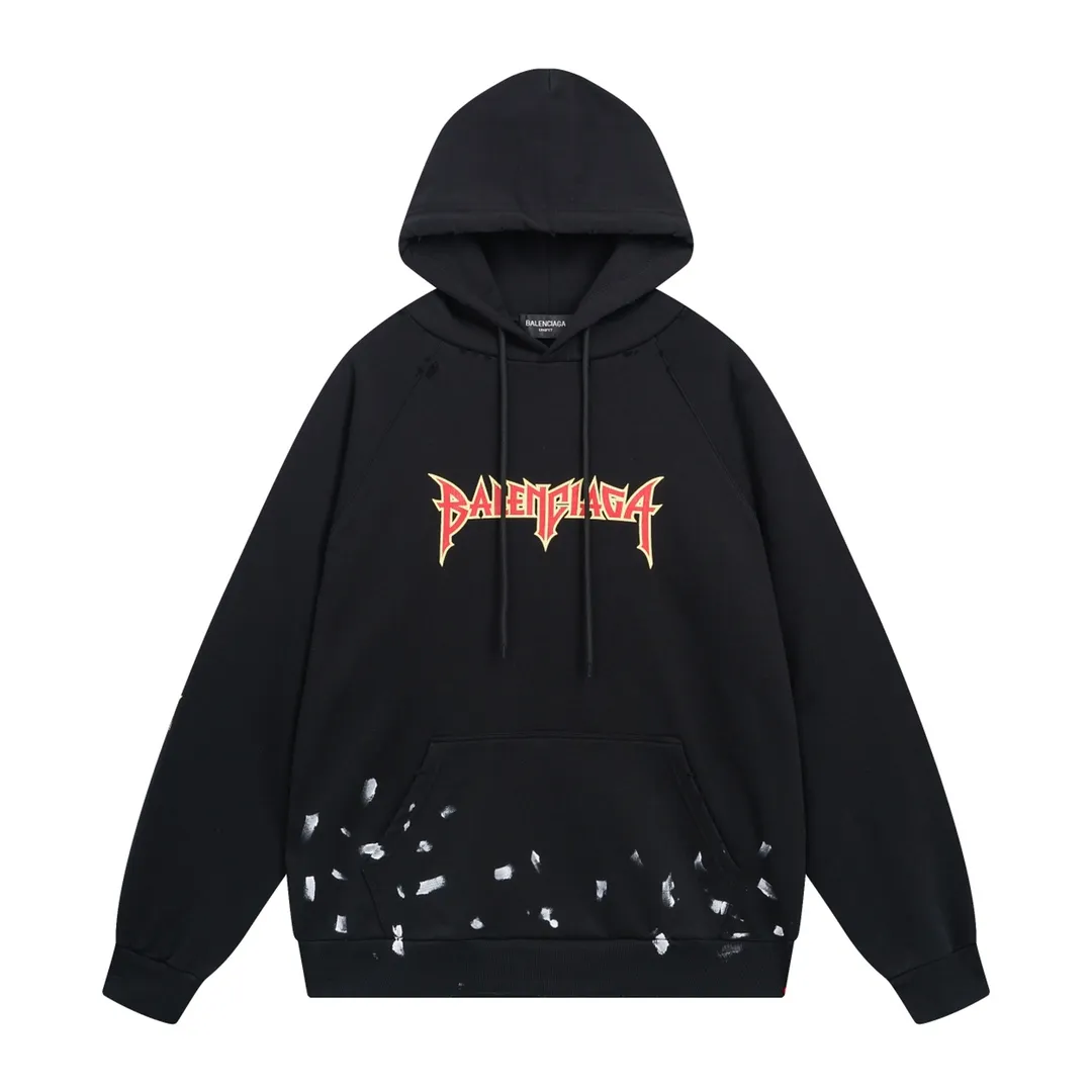 🅿️316 Detailed picture [Top version. Official website quality] BALENCI*GA/Paris. Classic model. 23SS#BALENCI*GA# Ready-to-wear distressed. Hand-worn. Hand-painted, limited edition rock band printed hooded long-sleeved sweatshirt. Autumn and winter brick cabinet synchronization. The fabric is made of Paris ZP custom-woven and dyed cotton sweatshirt. The net weight is 450 grams. The cloth surface is clean. The cloth pattern is clear, soft and comfortable. The threads are woven and dyed with no color difference. The classic letter LOGO uses precision stencils, imported environmentally friendly rubber paddles, and crackle printing, with a three-dimensional effect. The hem is hand-painted, restoring the brick cabinet, and the version adopts the OS loose shoulder style. Same style for men and women. Code: BL238057 Color: black, coffee, beige. Size: XS S M L