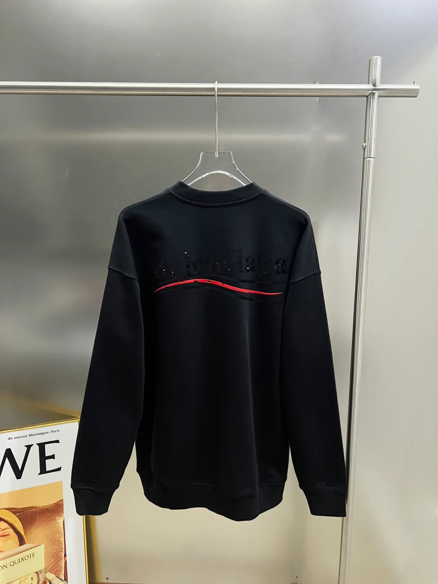 🅿️260 BAL Balenciaga 2025 Autumn and Winter New Style Round Neck Long Sleeve Sweater Classic Coke Logo Print + Hot Diamond Process Uniform Loose Version for Men and Women S M L XL XXL Five Codes Color: Black White