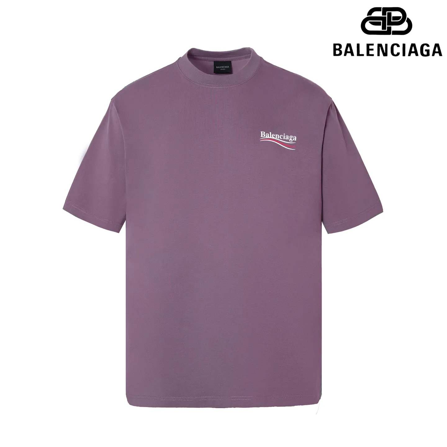 🅿️180 9188# Detailed picture Top version [[BALENCIA*GA] official website quality Paris new Colara crack printed short-sleeved T-shirt OS version Loose dropped shoulders Unisex fabric: 260g 100% cotton double yarn Process: front and rear panel printing Garment wash Spray Ma Liang Distressed styling Solid color Color: washed purple washed blue Size: XS S M L