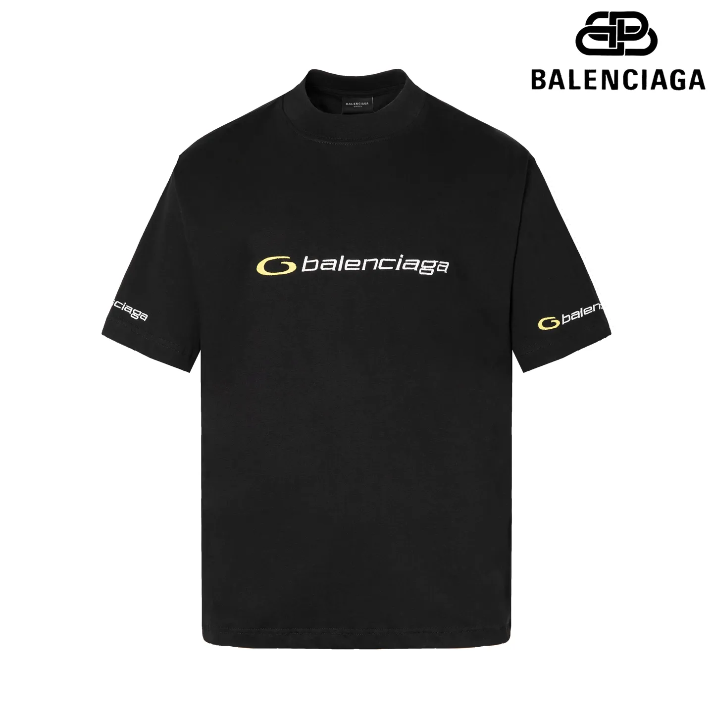 🅿️180 9209# Detailed picture Top version [[BALENCIA*GA] Official website quality Paris new classic letter LOGO embroidered short-sleeved T-shirt OS version Loose dropped shoulders Unisex style Fabric: 260 grams 100% cotton double yarn Craftsmanship: Embroidery on the front and rear panels, left and right sleeves Garment wash Shape solid color Color: Black Mist blue Size: XS S M L